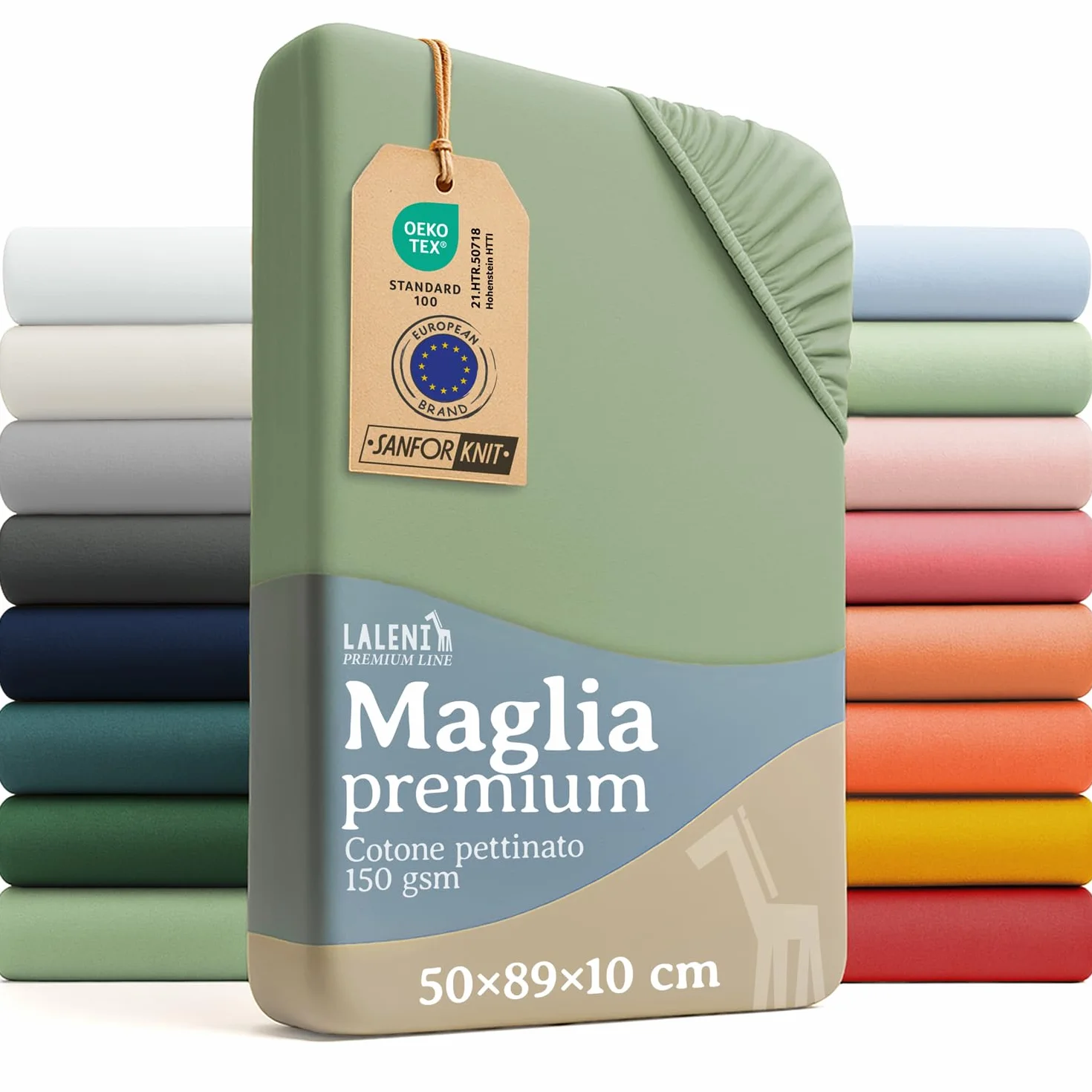 Laleni premium lenzuola culla 50x89 cm con angoli | lenzuola carrozzina neonato certificate OEKO-TEX | lenzuola con angoli 100% cotone | lenzuola lettino neonato | lenzuola per carrozzina | in verde