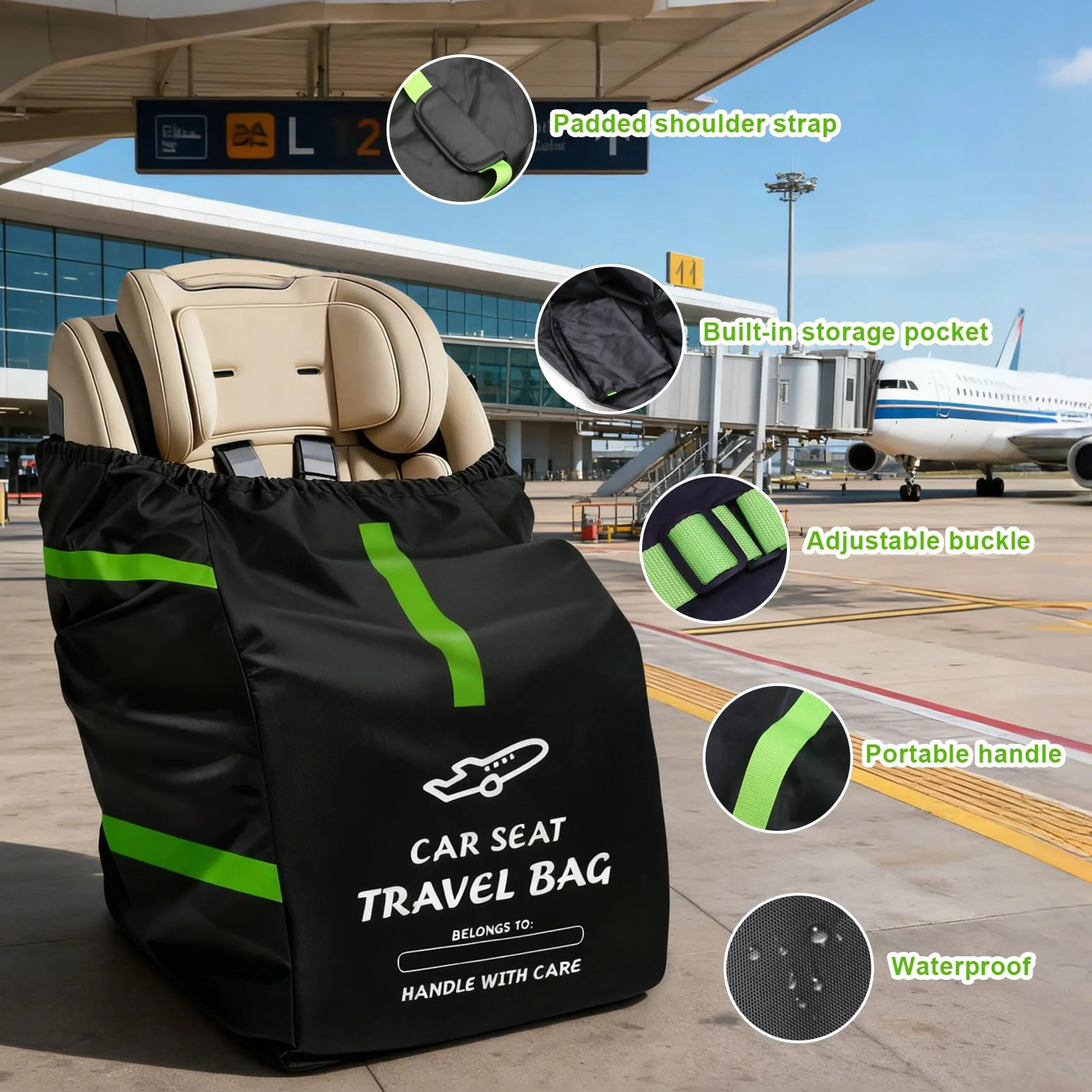 LPZMPZ Borsa per seggiolino auto Borsa per seggiolino per aereo Borsa da viaggio per seggiolino auto Gate Check Borsa per seggiolino auto Borsa per seggiolino per auto Borsa da viaggio per aereo Borsa