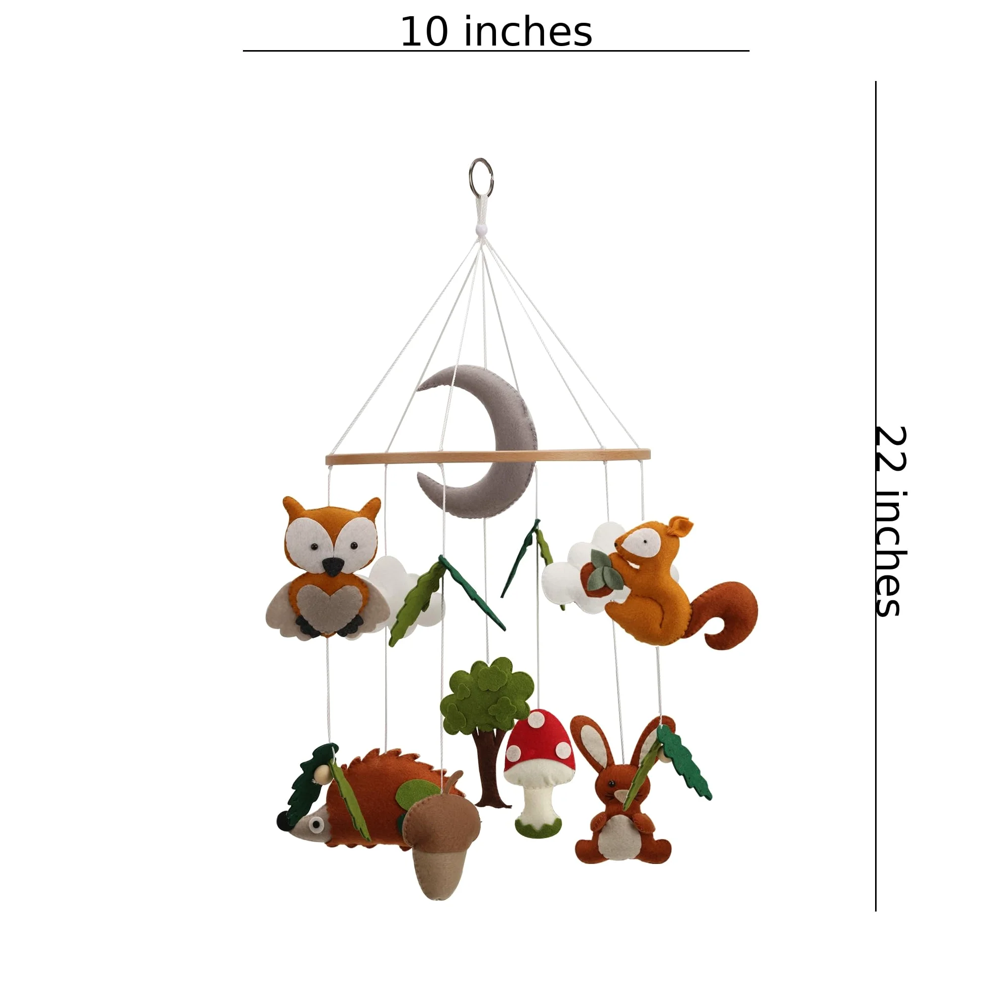 Woodland Mobile per culla – Una giostrina colorata neutra ad alto contrasto per culla con creature del bosco