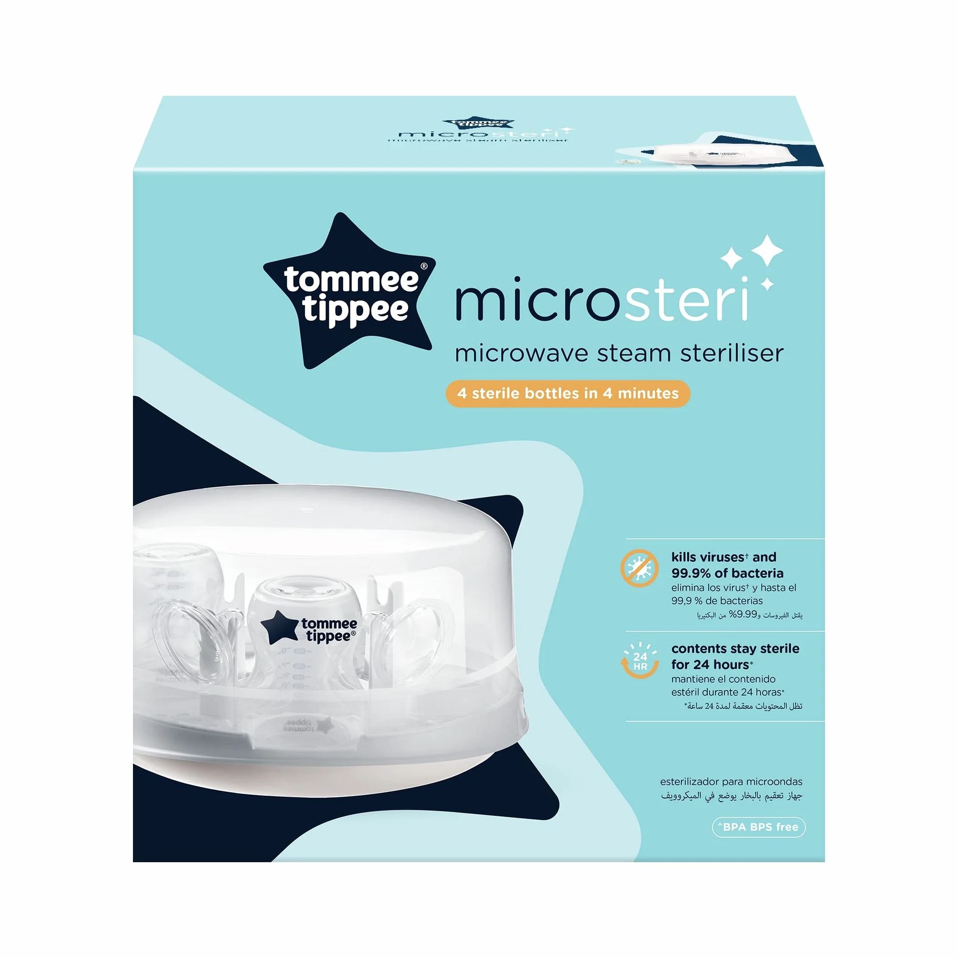 Tommee Tippee Sterilizzatore a vapore per microonde per biberon e accessori
