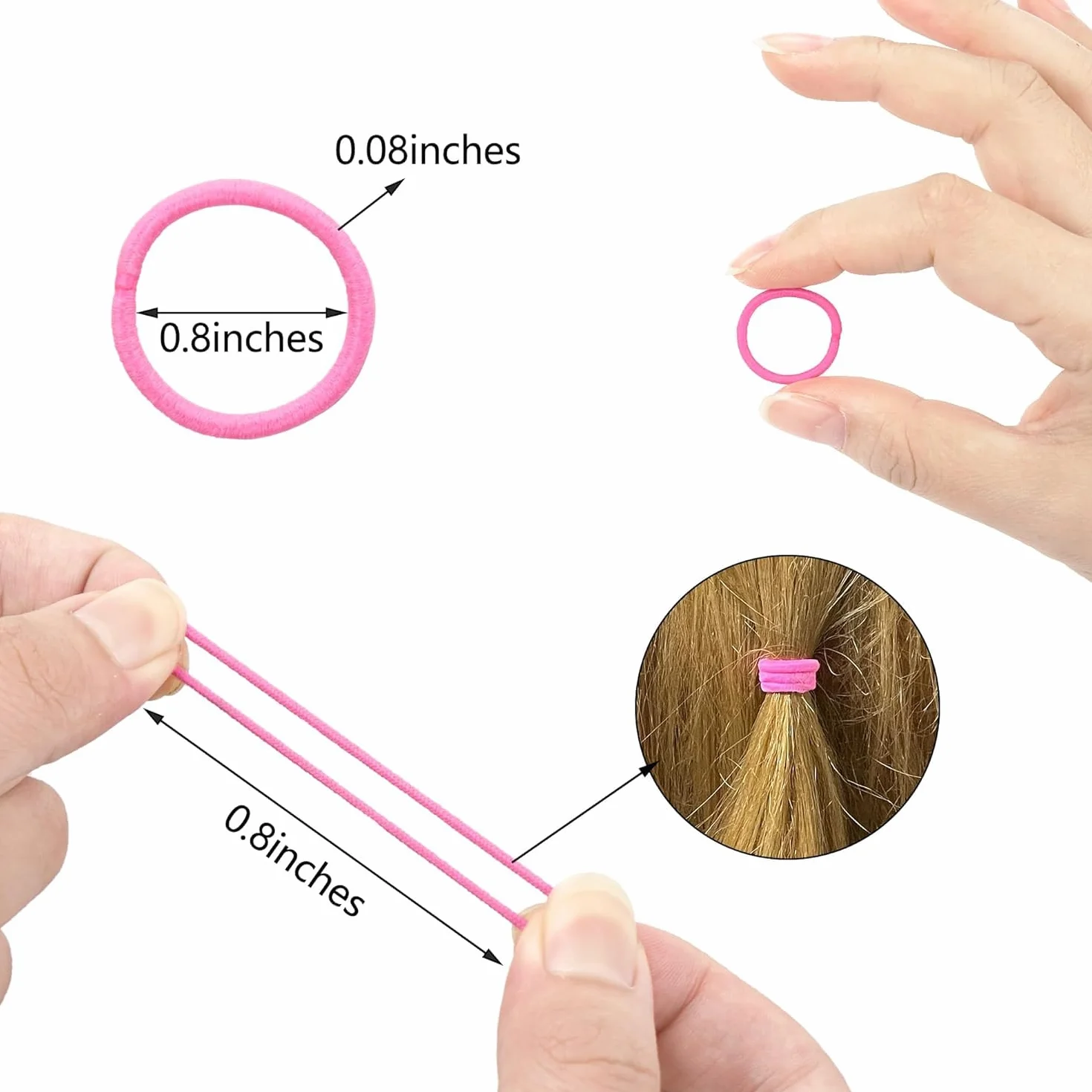 JOYOYO 360 elastici per capelli per bambini, elastici per capelli piccoli per bambine, bobine per capelli da 2 cm, accessori per capelli rosa per neonate