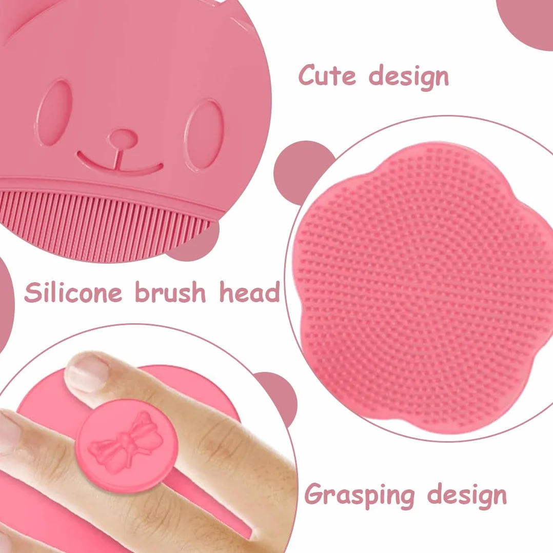 2 Spazzole Morbide per Rimozione della Crosta di Latte, Setole in Silicone Sicure per Neonati, con Pettine per Capelli e Spazzola per Massaggio alla Testa