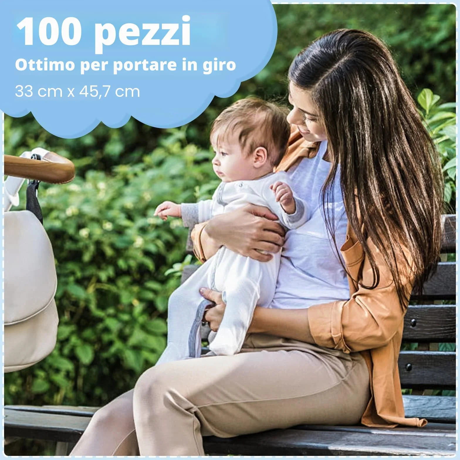 Fasciatoio usa e getta per bambini, 100 pezzi, per incontinenza, pannolini ad assorbimento rapido, morbido, traspirante, impermeabile, a prova di perdite, 33 x 45,7 cm