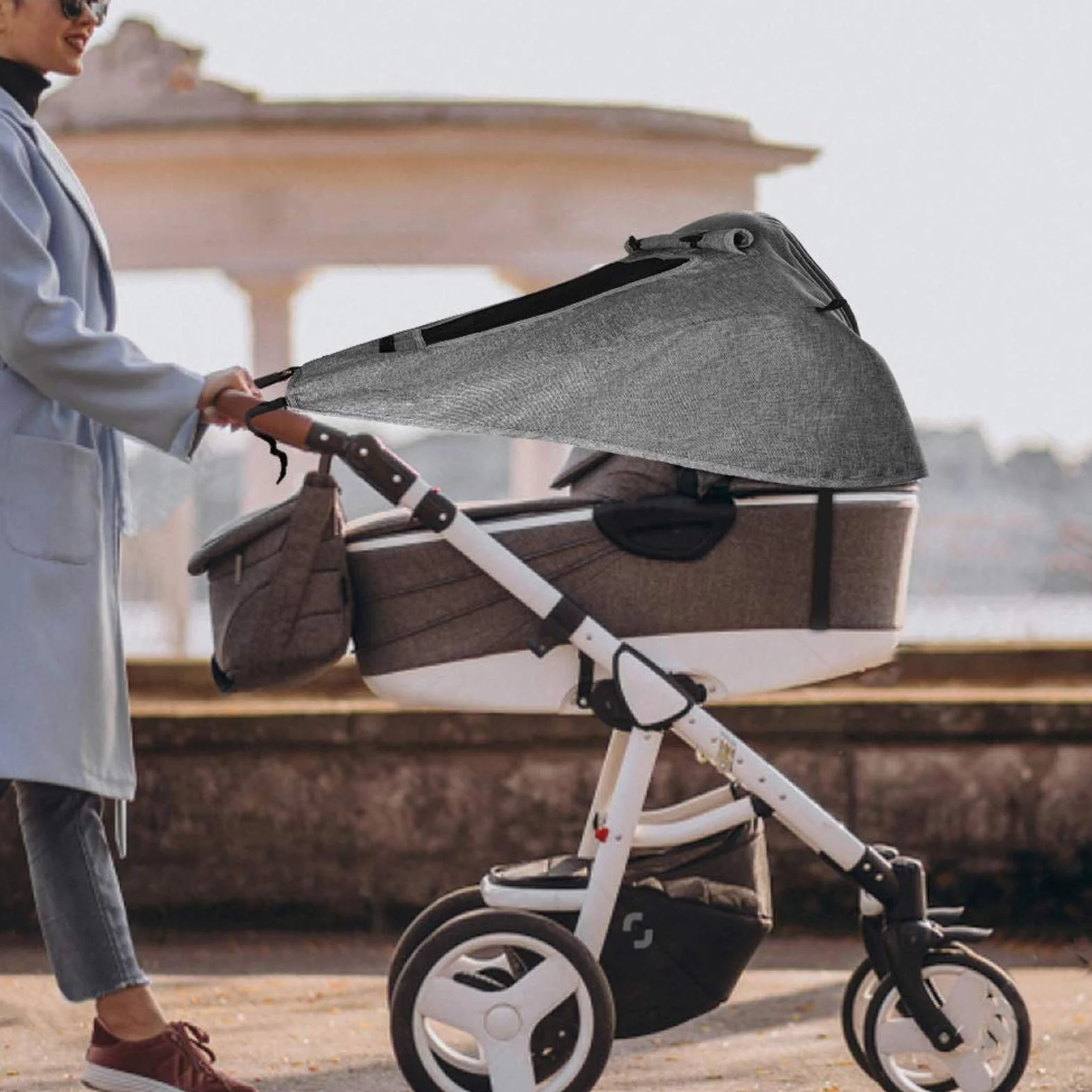 parasole per passeggino,Parasole per Carrozzina Universale Coperture,Anti-UV per Passeggini Universale,CapottinaParasole per Passeggino,Navicella - Regolabile (Nero)