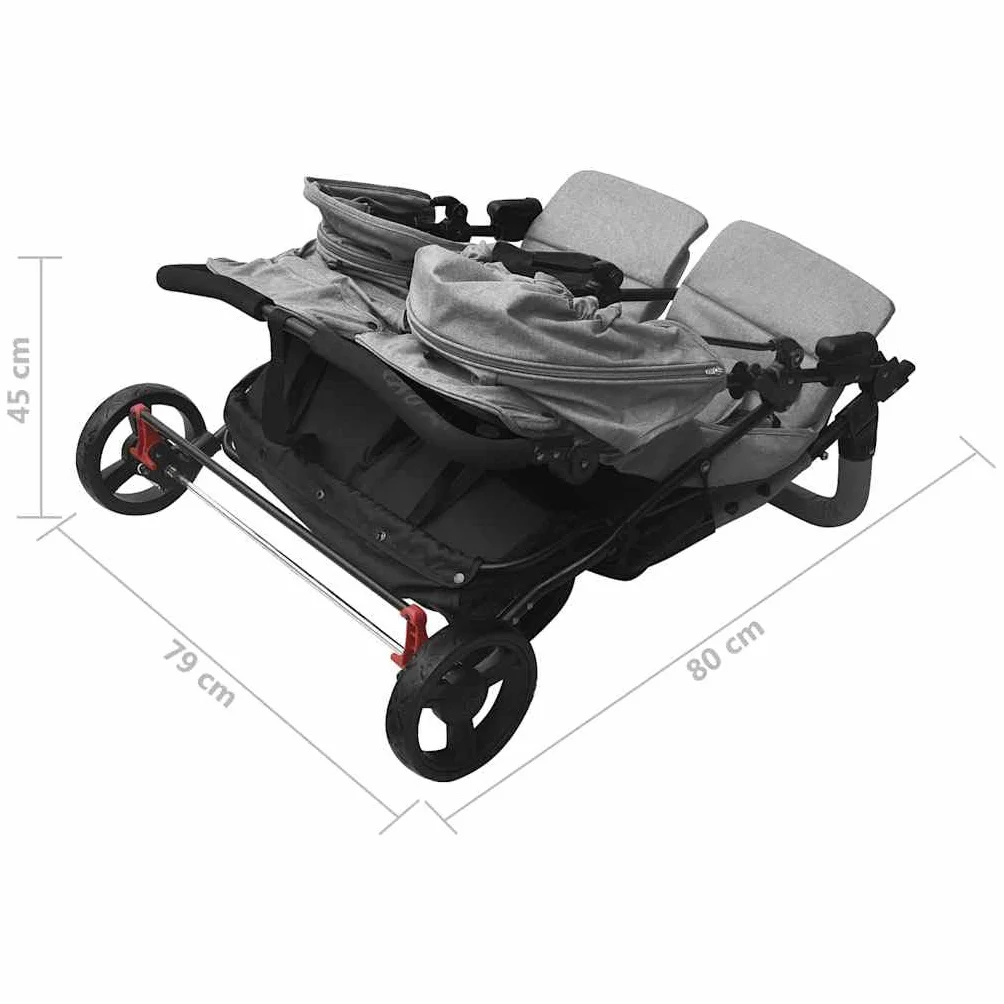 vidaXL Passeggino Gemellare Grigio Chiaro in Acciaio