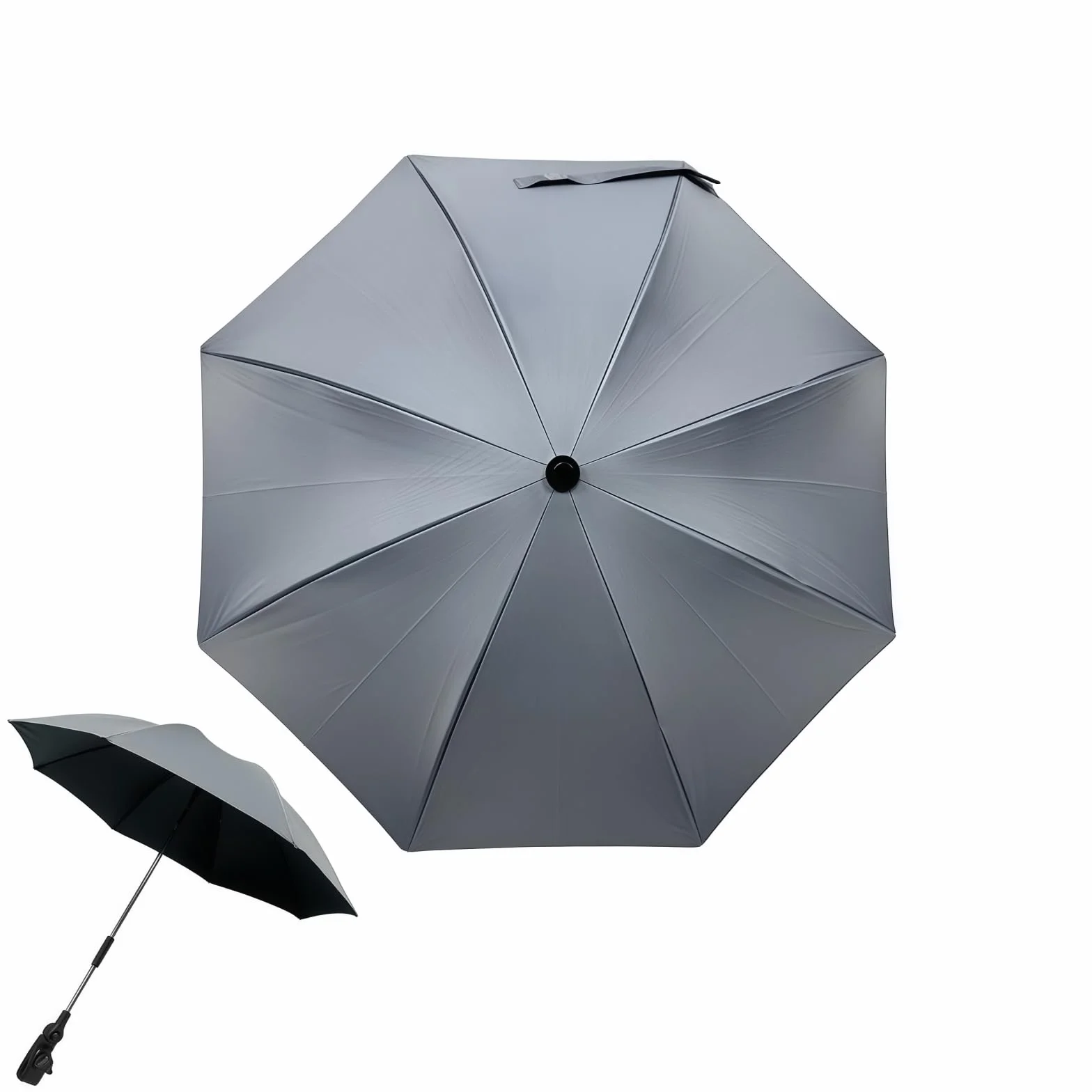 Ombrellino Parasole Passeggino, Ombrellino Passeggino Universale Anti UV 50+, Ombrello Parasole Passeggino con Un Manico, Ombrellone per Passeggino per Carrozzina e Passeggino, Grigio