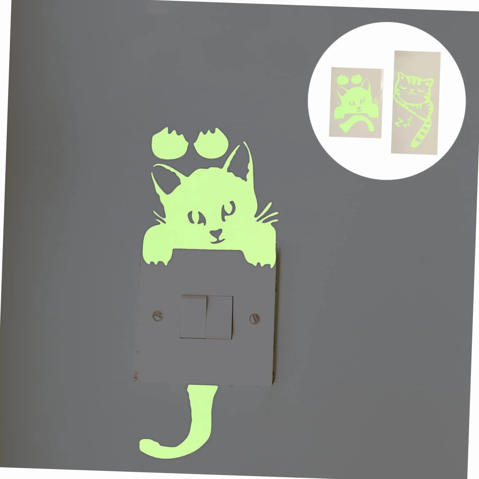 2pezzi Adesivi Murali Luminosi Per Adesivi Creativi Tema Gatto Per Decorare Camera Salotto Cucina e Altro Facili Da Applicare e Realizzati Durevole