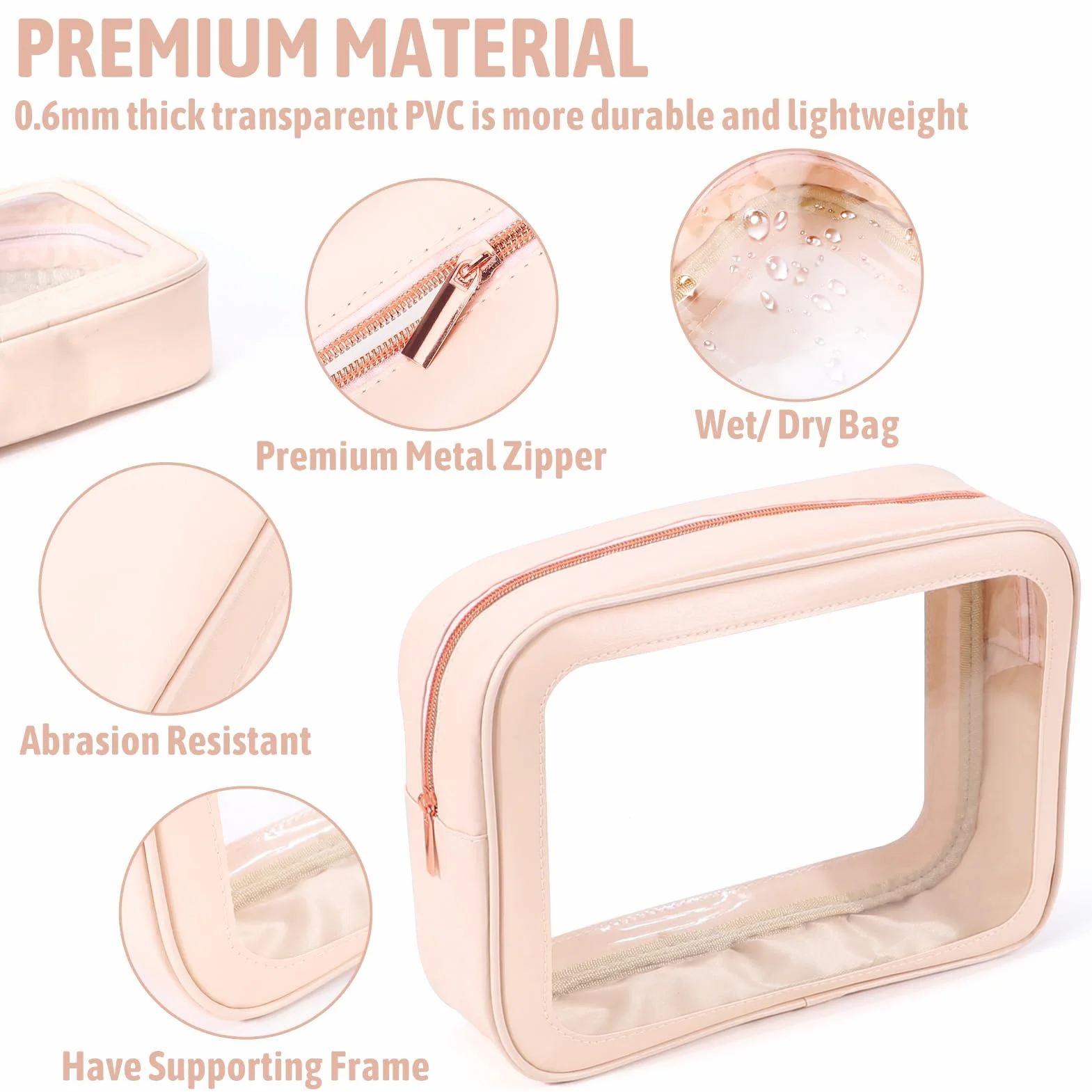 Set di 5 borse organizer per pannolini, approvate dalla TSA, in poliuretano termoplastico trasparente, impermeabile, per donne e bambini