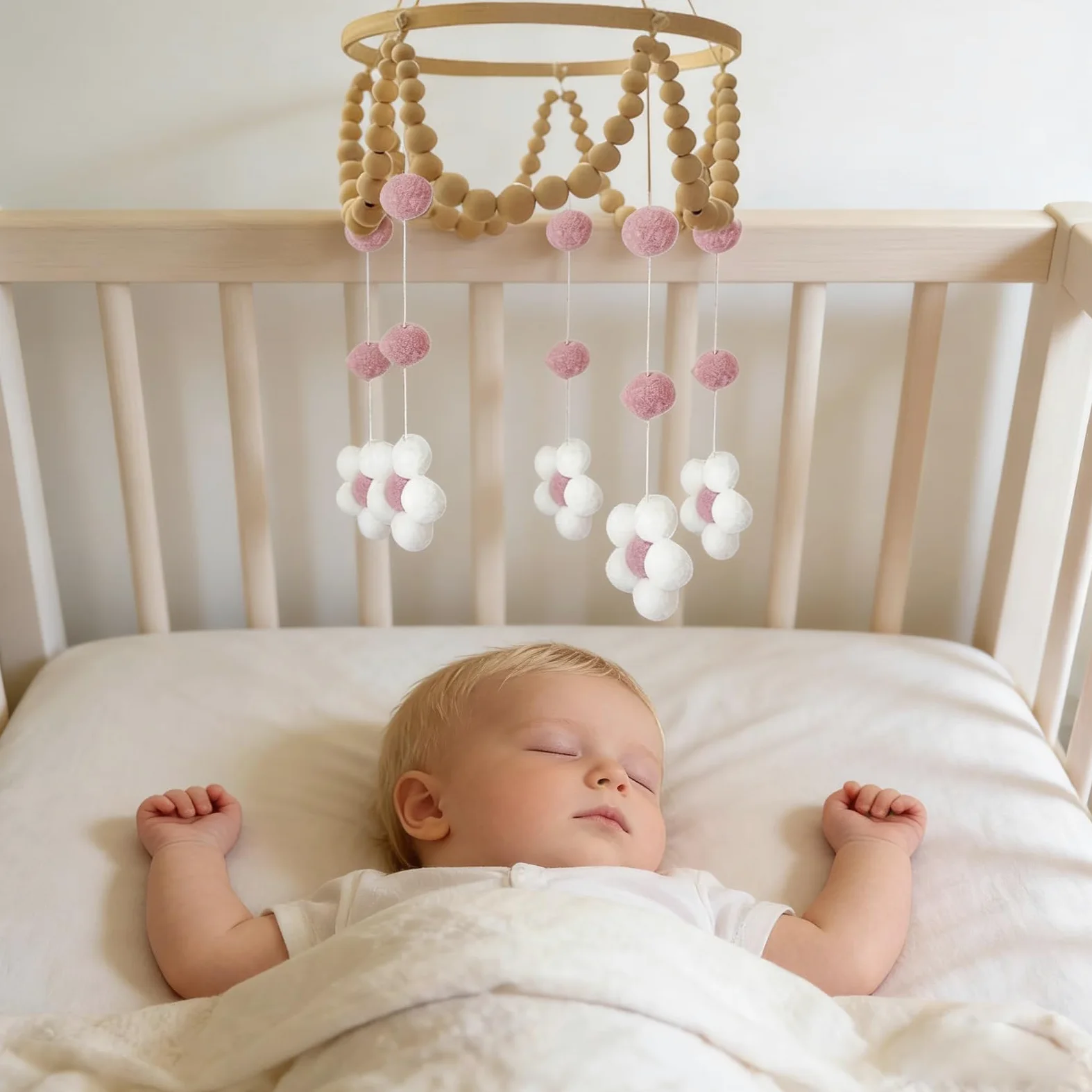 Giostrina per culla per ragazzi e ragazze, in feltro, con fiori, per la cameretta dei bambini, per, per bambini, fatti a mano, per soffitti, regalo per decorazioni natalizie per la cameretta