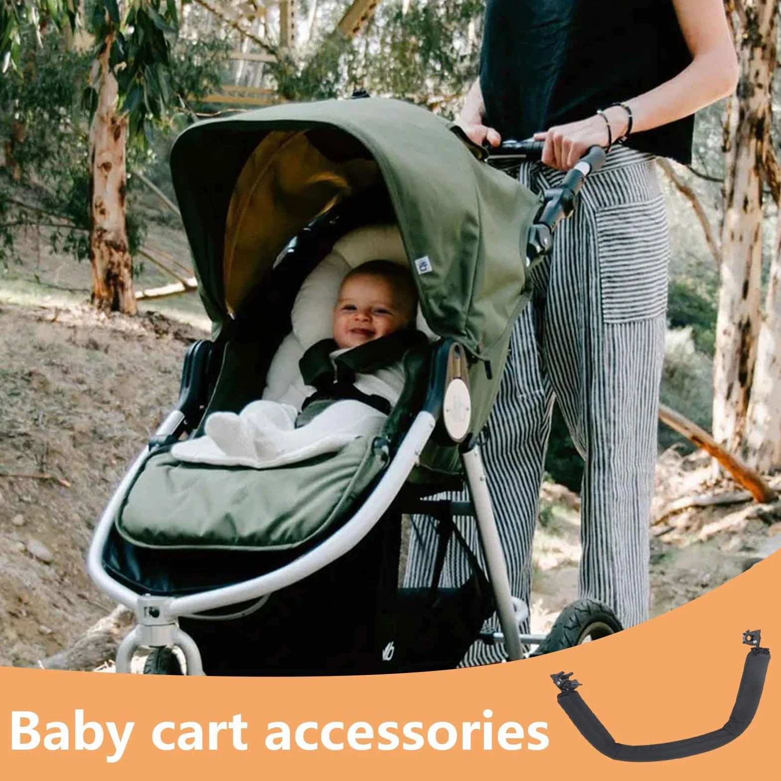 Barra Paraurti per Passeggino | Organizer per Passeggino in Metallo con Portabicchieri | Manubrio Bracciolo per Passeggino Regolabile | Vassoio per Carrello per Bambini per Contenere Snack