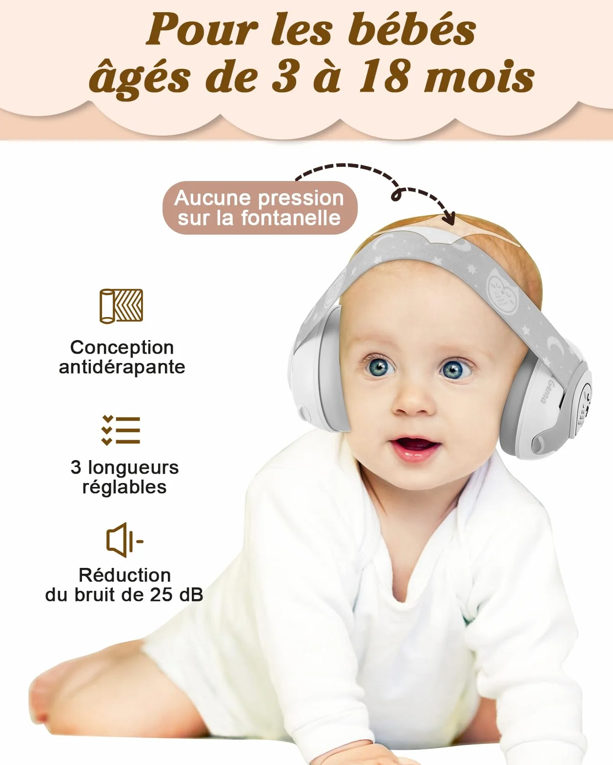Lilian&Gema Bambino 2 in 1 Casco Anti Rumore Regolabile Casco Bambino Anti Rumore, Casco Anti Rumore Bambino per Meno di 48 Mesi, Sonno e Attività, Protezione Uditiva Per Bambini