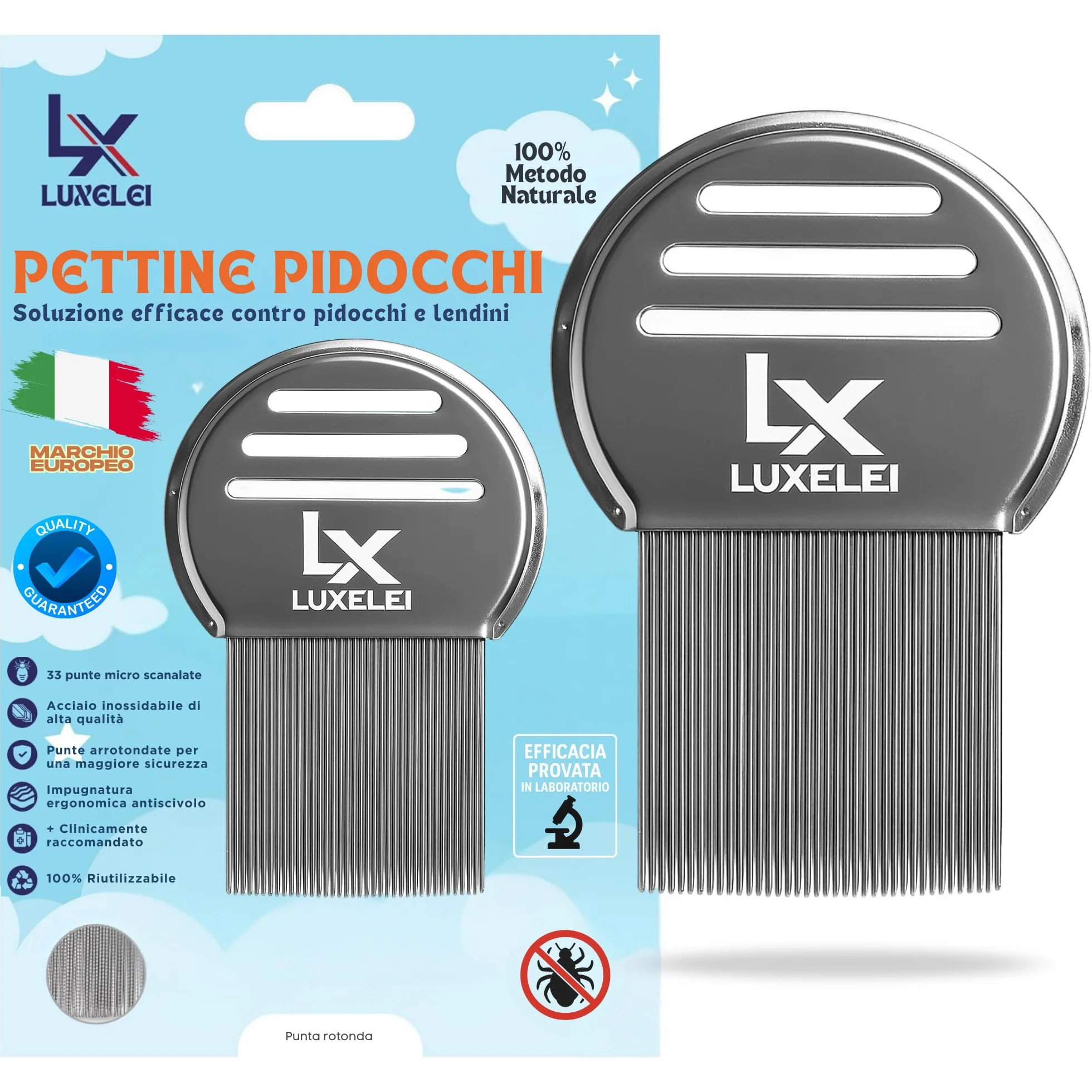 Pettine Pidocchi e Lendini Raccomandato dai Pediatri - Pettine Pidocchi Bambini