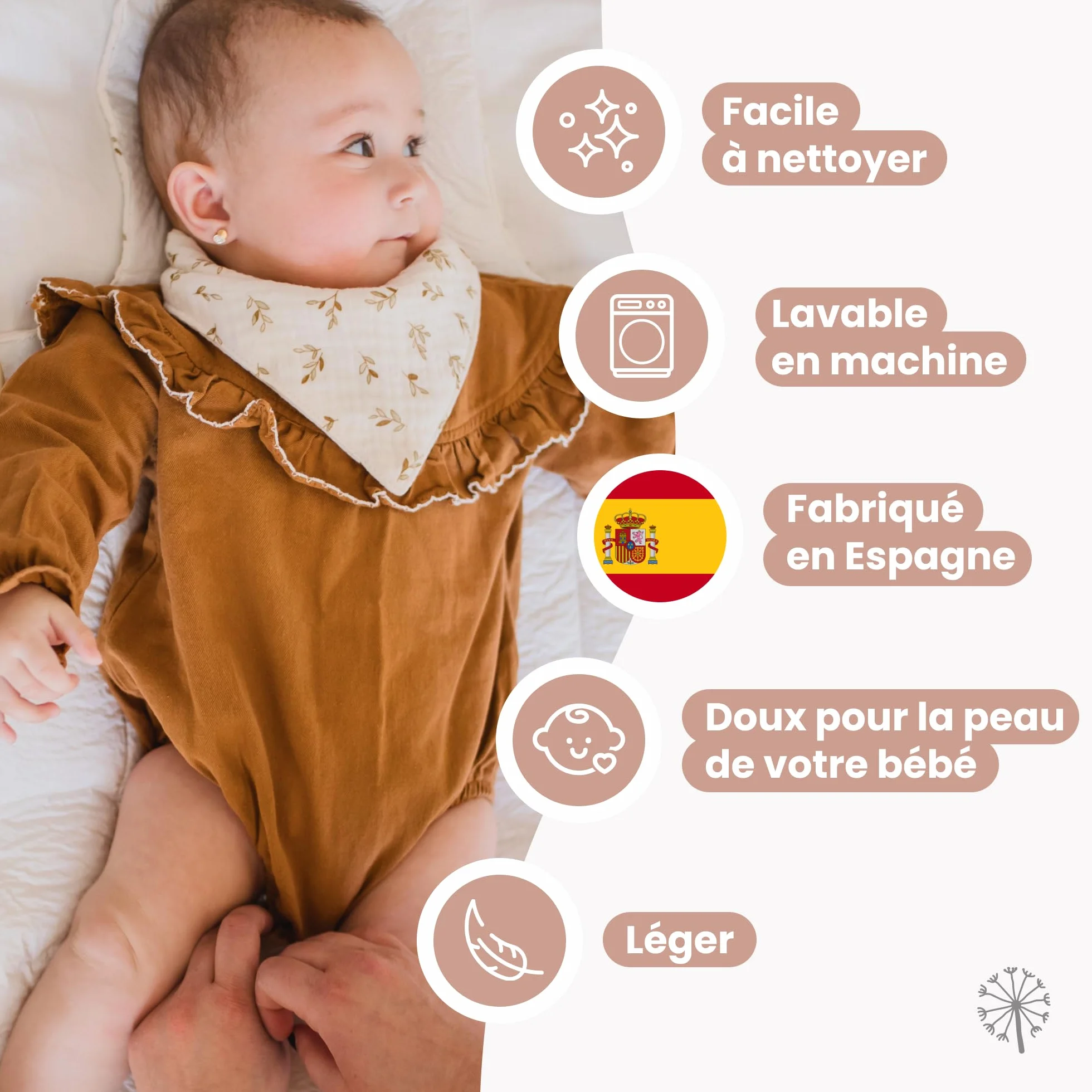 MIMUSELINA Set Fasciatoio Portatile Neonato e Borsa per Pannolini | Fasciatoio da Viaggio Pieghevole, Impermeabile e Leggero | Esterno 100% Cotone | Ideale come Regalo Neonato | Fatto a Mano in Spagna