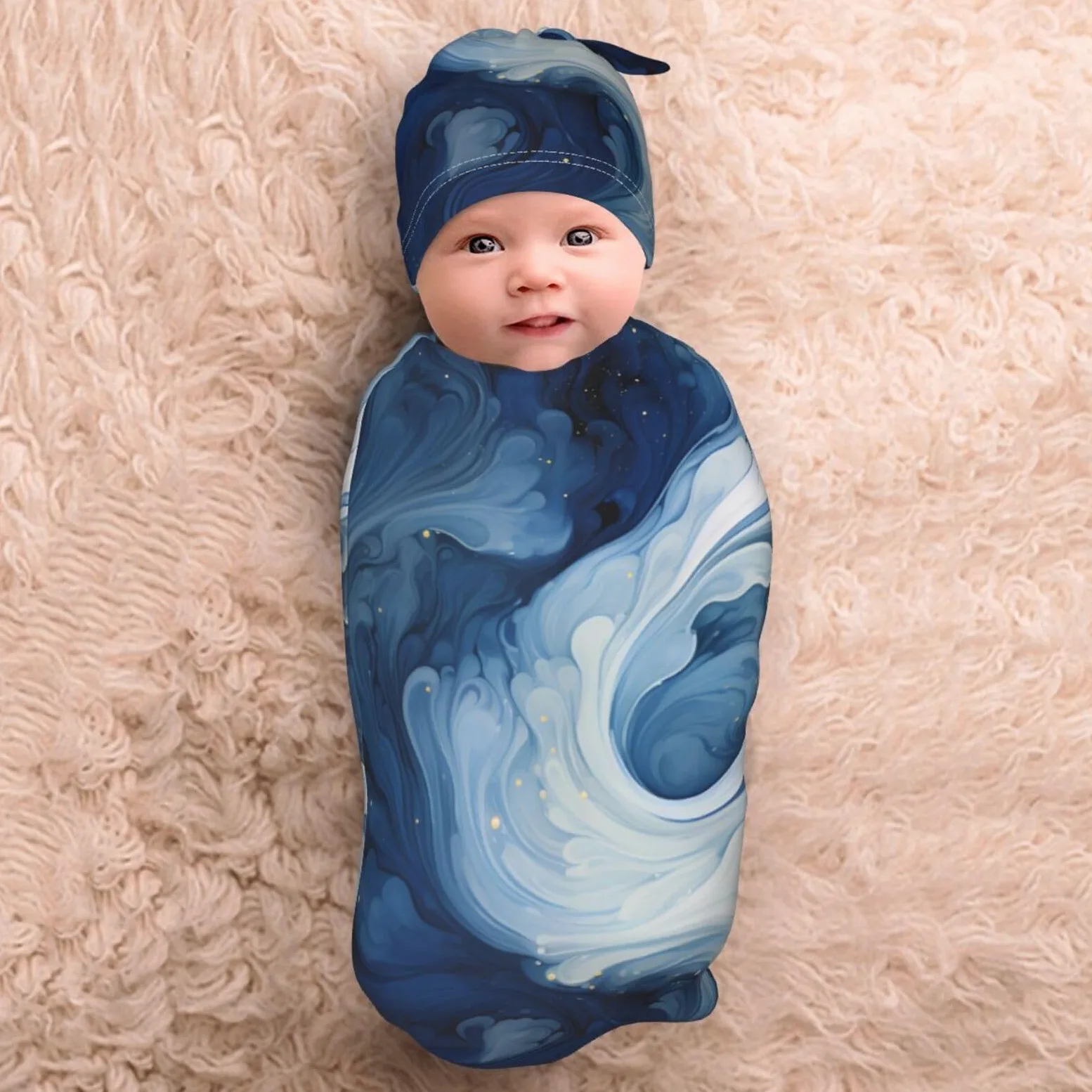 3d fiori Swaddle coperta e cappello set per neonati avvolgente accogliente per neonati bambino comfort 29x53 cm