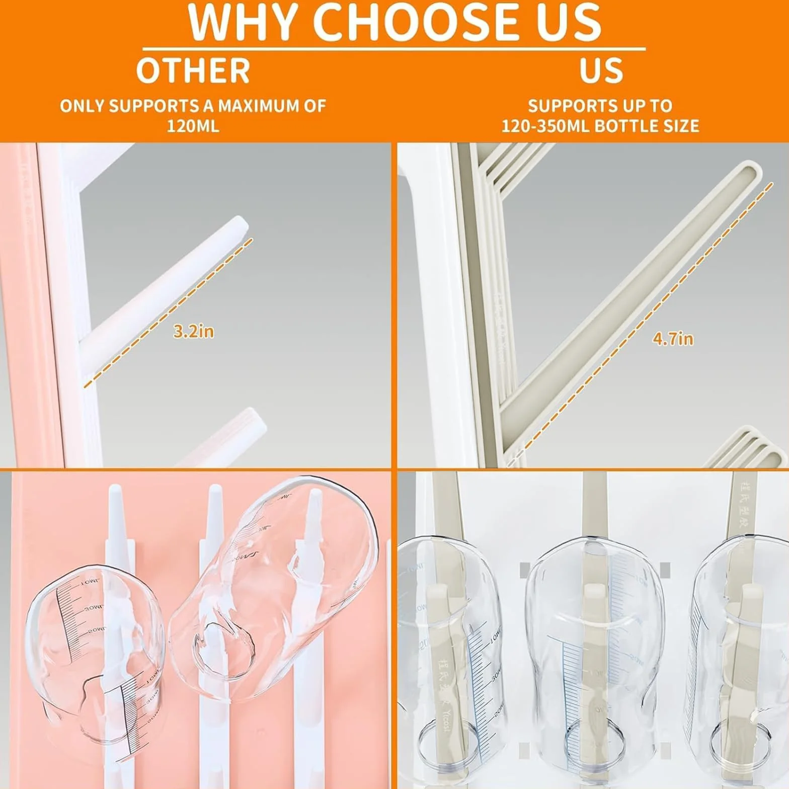 Scola Biberon Grande, Supporto Verticale per Scolabiberon, Rastrelliere Asciuga Biberon per Scolabiberon e Accessori per Neonati, Scaffale di Essiccazione Della Biberón Del Bambino (Beige)
