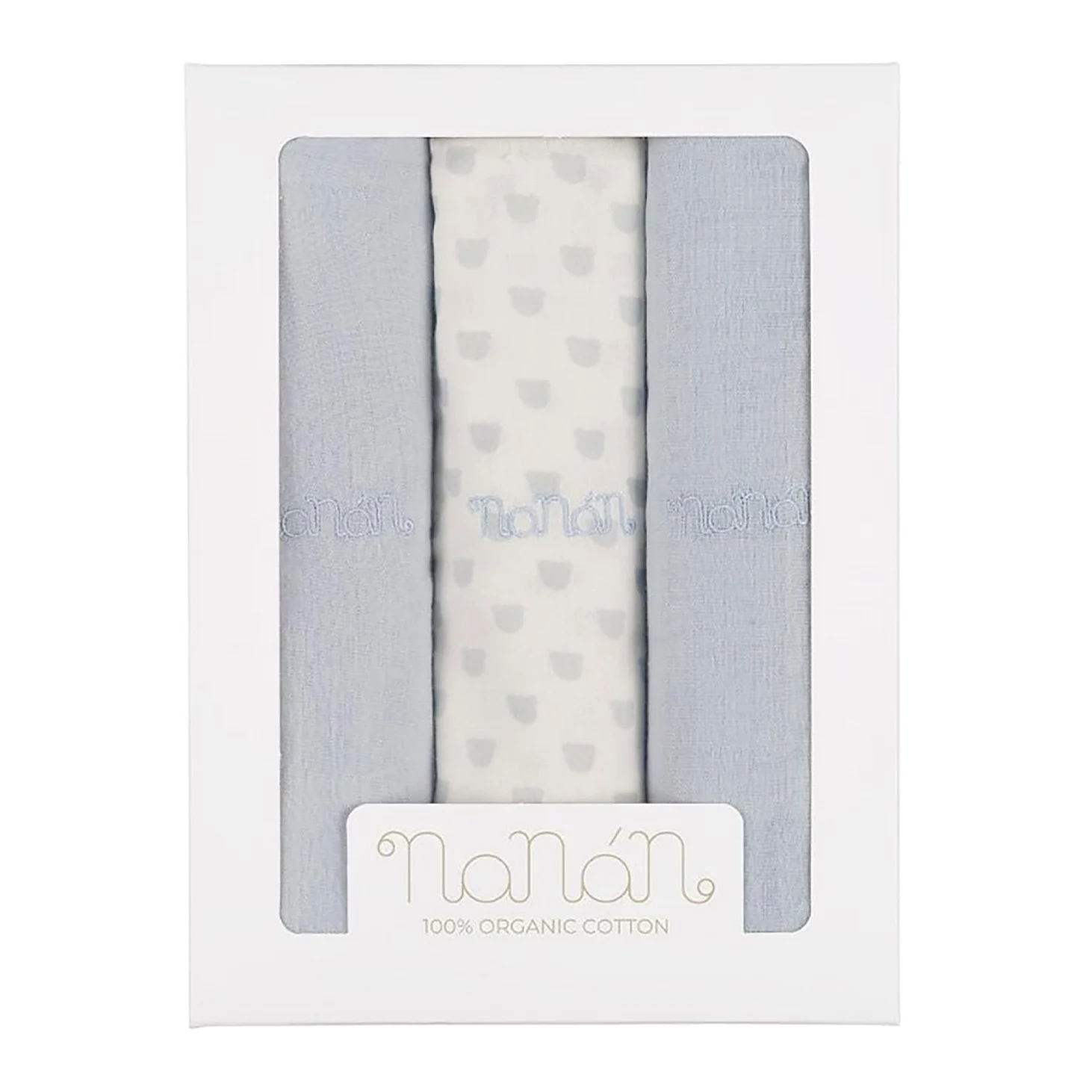 Set 3 Pezzi Mussola 80x80 Cm Azzurro