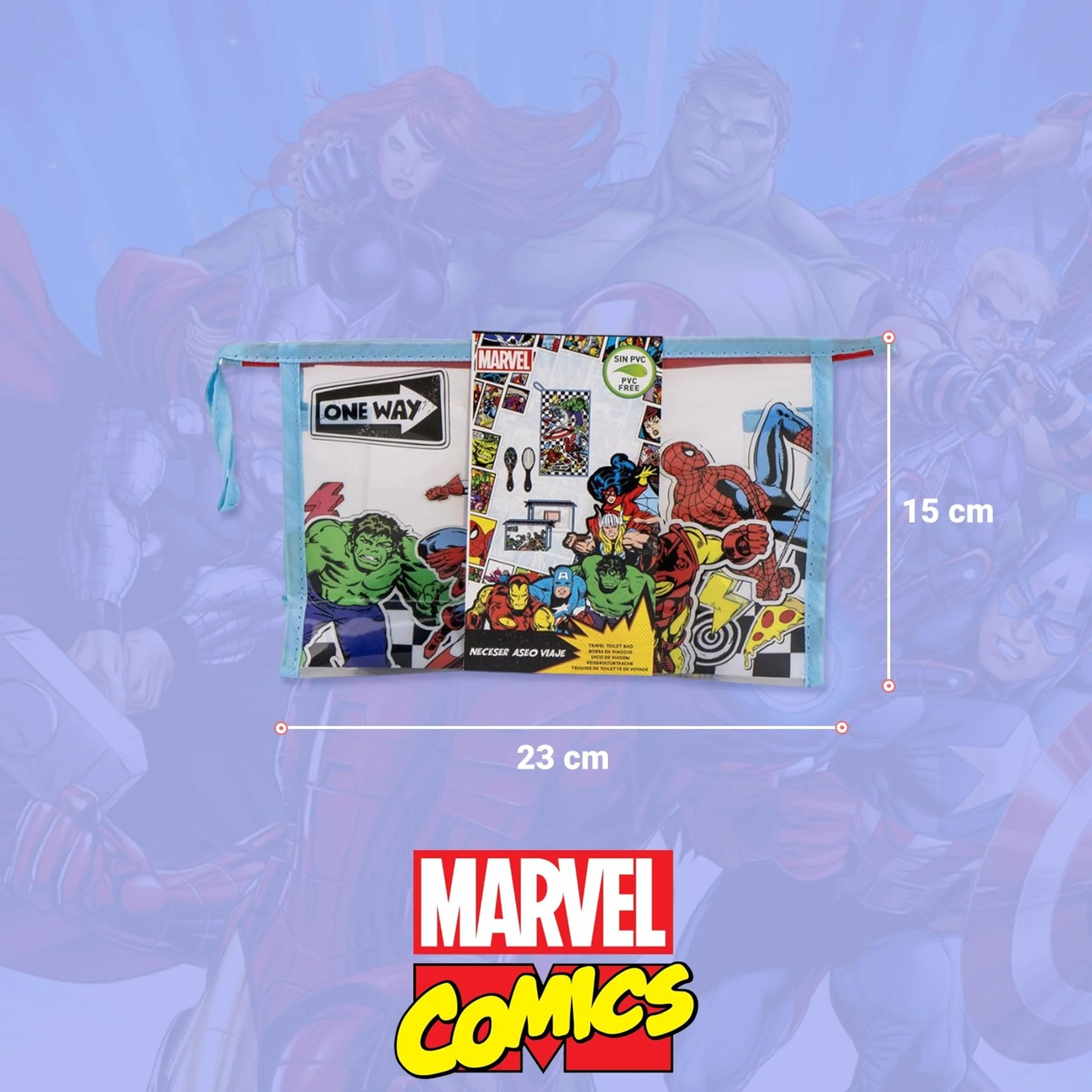 Set di spazzole per capelli per bambini Marvel Avengers con asciugamano e custodia trasparente - Borsa per la cura personale Avengers e accessori originali dei supereroi