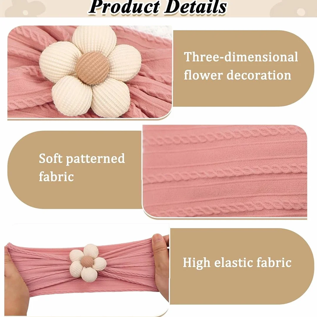 5 Pcs fascia capelli neonata, fascia capelli bambina, fascia neonata capelli, Fasce Ragazze Nylon Elasticizzato Accessori per Capelli Fatti a Mano per Neonati Bambini Bambine