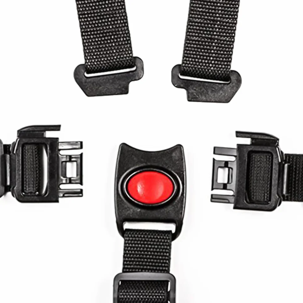 Cintura di Sicurezza Bambini 5 Punti con Imbottitura Delle Spalle Bambino Sicuro Cintura Regolabile, Nero, Nylon, Per Carrozzina, Passeggino, Seggiolino