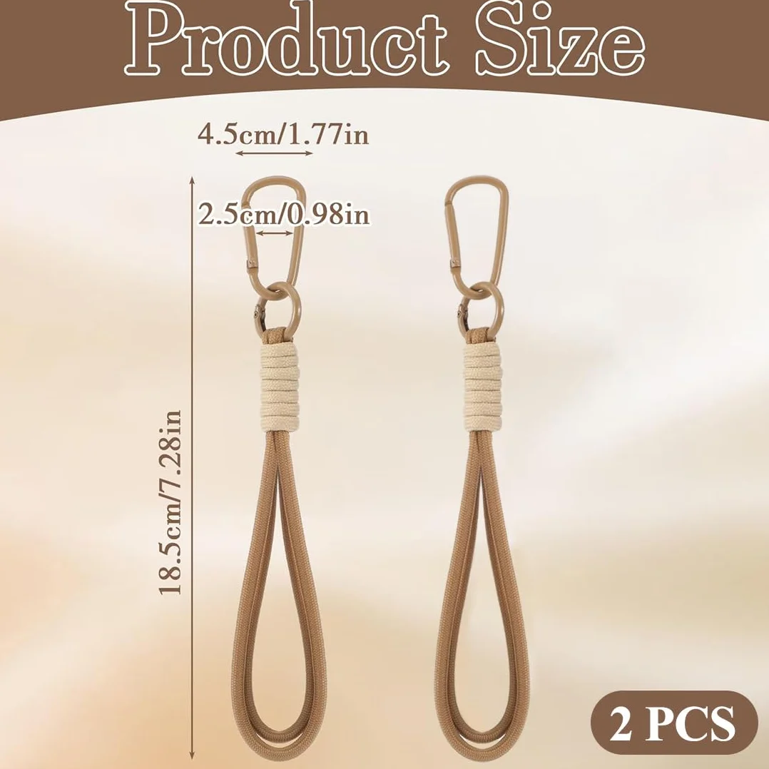 2 Ganci Passeggino - Universale Ganci per Passeggino Porta Borse - Supporto per Appendere Borse, Zaini e Borsa della Spesa, Antiscivolo, Cuciture Forti - Marrone Caffè