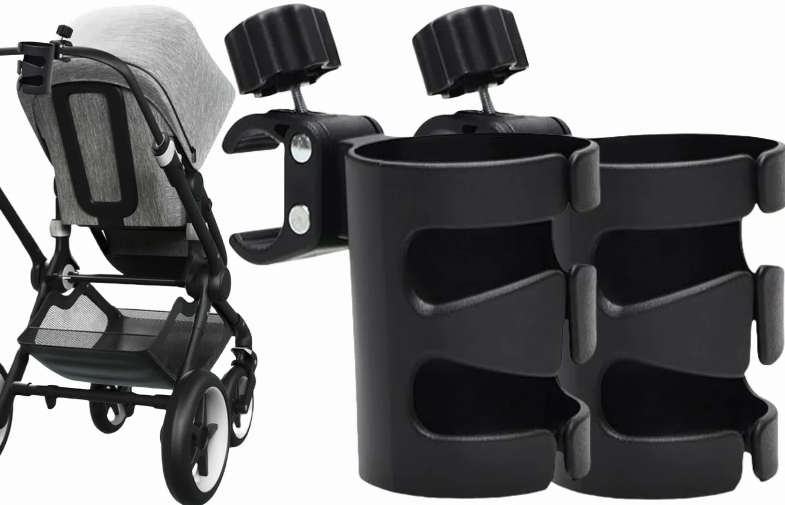 Portabicchieri per Passeggino,2 pezzi Stroller Cup Holder,Porta Borraccia Bici,Porta Biberon Sedia a Rotelle,Porta Caffè porta Tazze,per Bicicletta,Trolley,Mountain Bike
