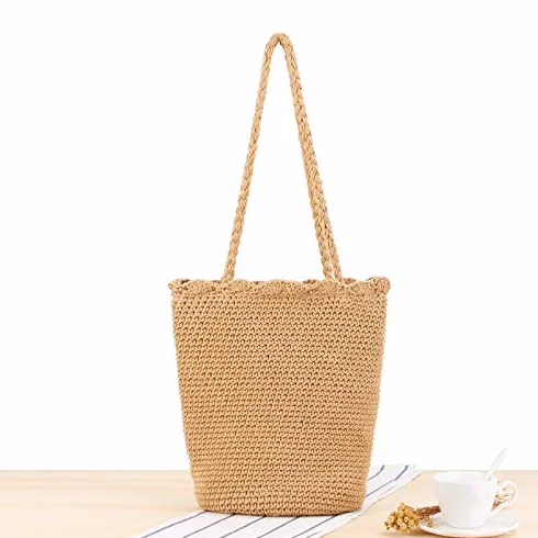 Borsa A Tracolla di Paglia,Borsa Paglia Senneous Single Borsa a Mano a Mano a Maglia a Mano a Mano COT Ruster Holiday Beach Bank Casual Bag(Blue)