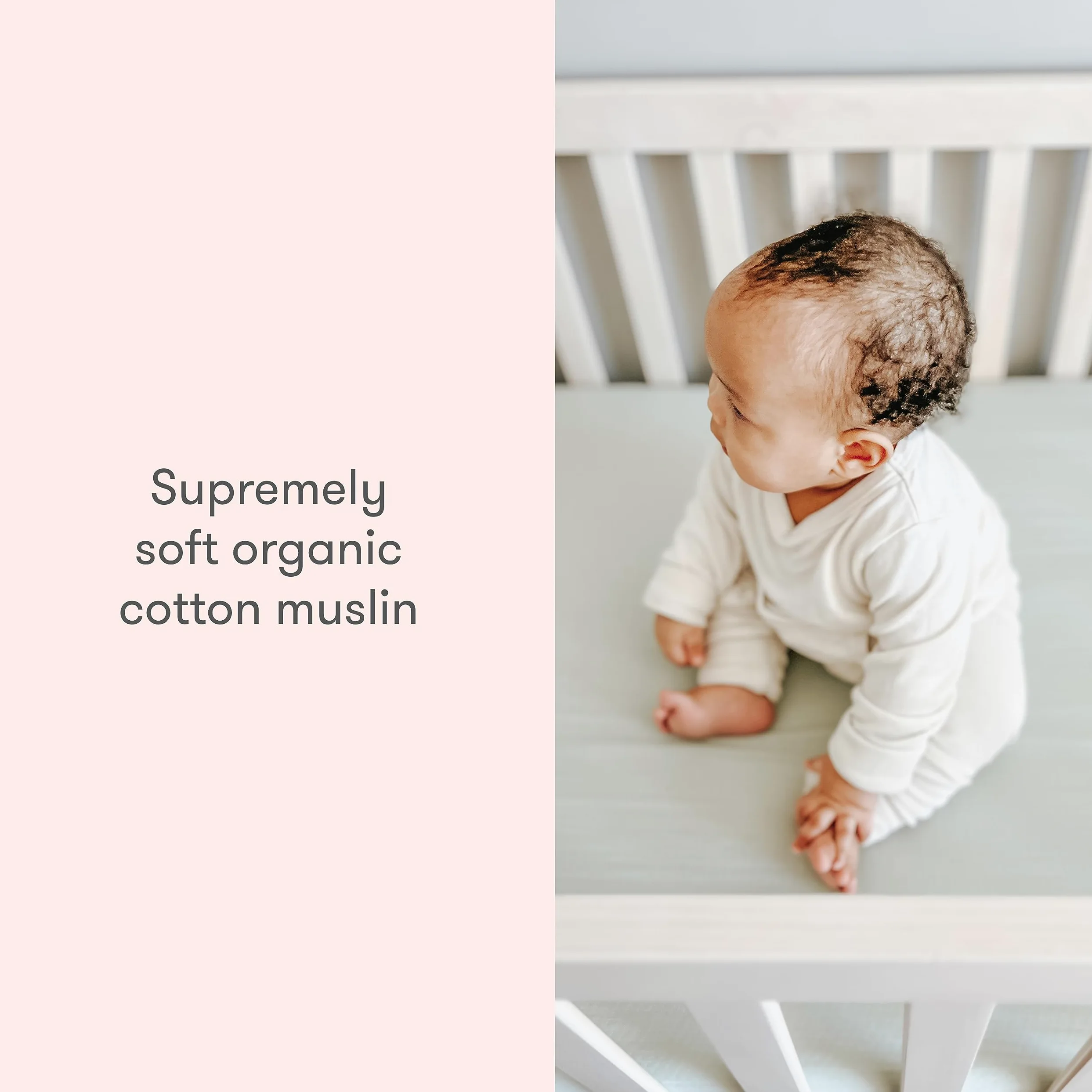 Newton Baby Lenzuola per culla biologiche (confezione da 2) - 100% traspirante e ultra morbida, 100% mussola di cotone biologico, colore rosa alba, adatte a tutte le culle standard
