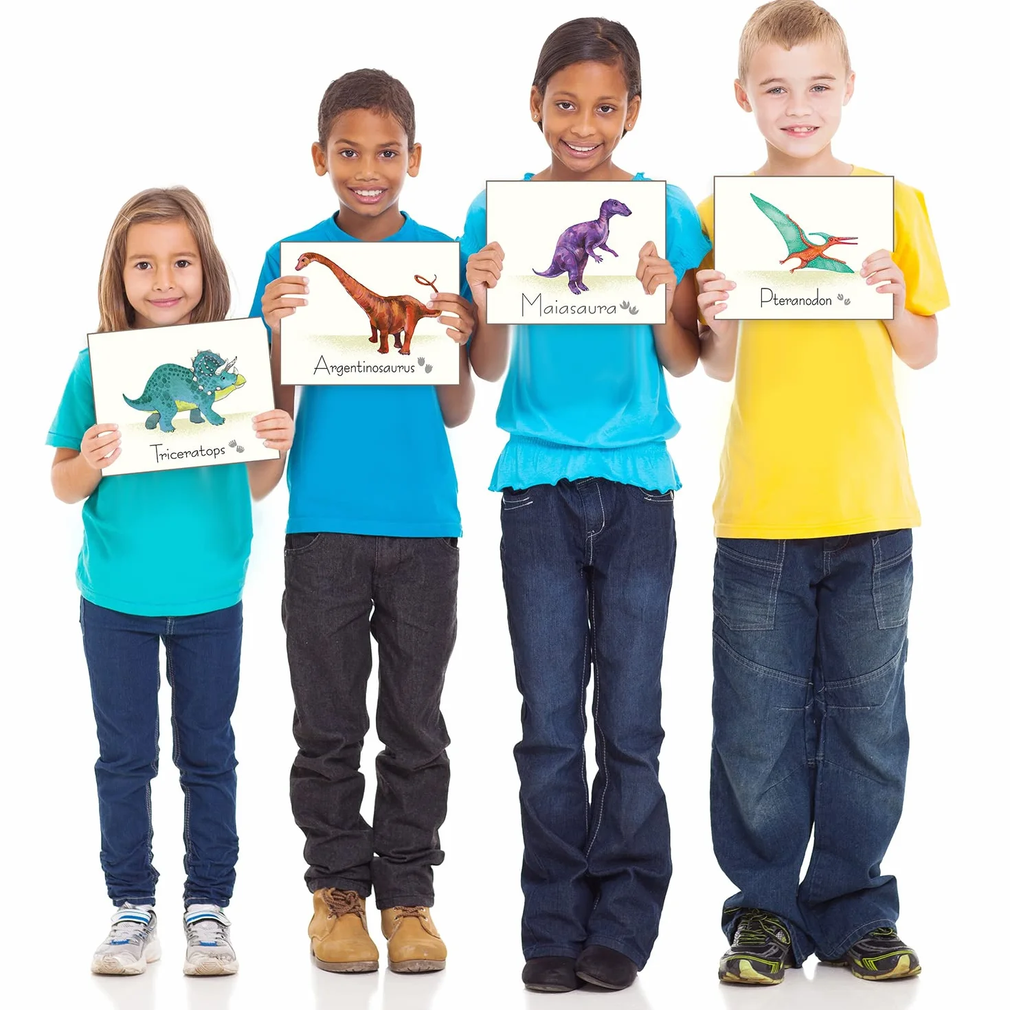 Outus 9 Pezzi Poster del Dinosauro Stampe d'Arte della Parete con Regalo di Compleanno del Dinosauro delle Foto Senza Cornice per La Scuola Materna e Le Decorazioni della Camera dei Bambini