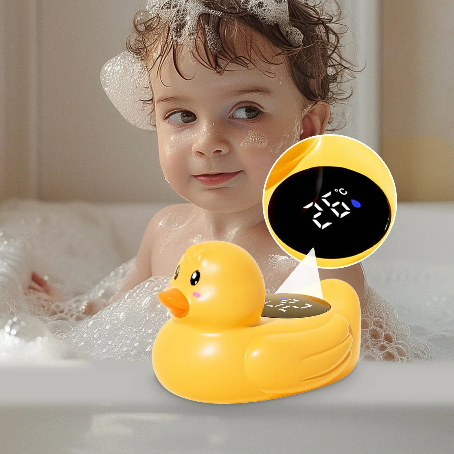 Duck Bath Tempermo Gauge: Termometro Da Bagno D' Galleggiante Impermeabile | Gas Di Temperatura 'acqua LCD Digitale | Giocattolo Da Vasca Del Cartone Animato Per I Bambini