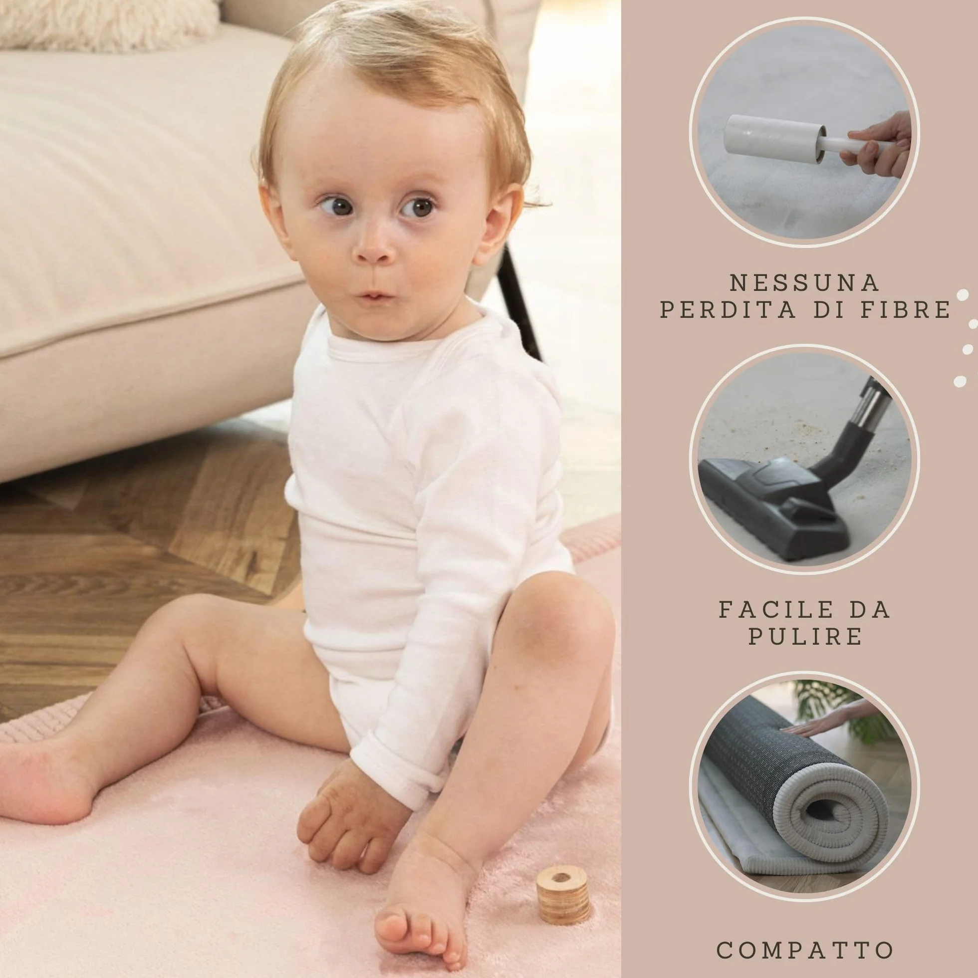 Elegante tappeto da gioco per bambini in velluto corallo, 152,4 x 203,2 cm, rosa, morbido 2,5 cm di spessore in memory foam ad alta densità, con retro antiscivolo per gattonare e giocare