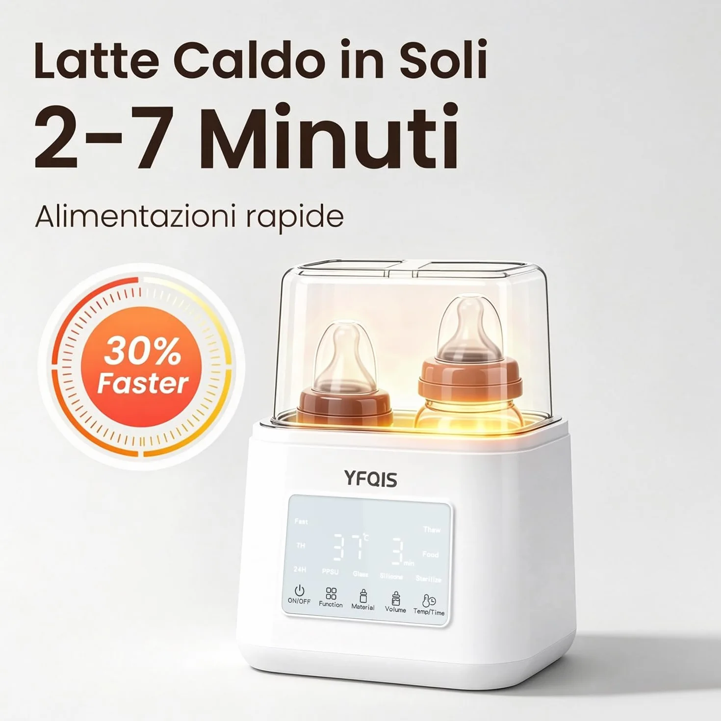 Scaldabiberon e Sterilizzatore Biberon 10 in 1,Scalda biberon e Scalda Pappa 230W Riscaldamento Rapido e Sbrinamento,con Display LCD,Timer,Mantiene il Calore,Senza BPA