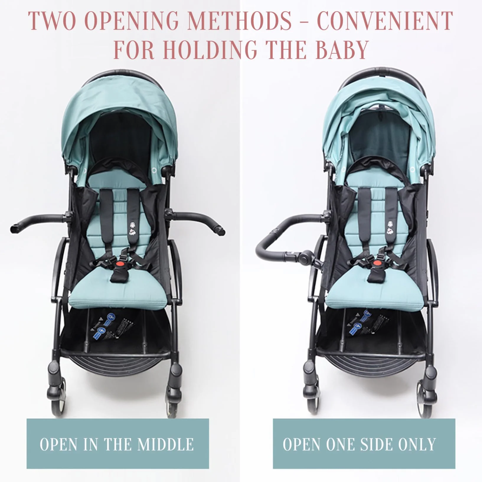 Barra paraurti per passeggino Accessori per maniglia per passeggino multifunzionali regolabili in pelle PU con interruttore a pulsante per la sicurezza del bambino, accessori per neonati, maniglia