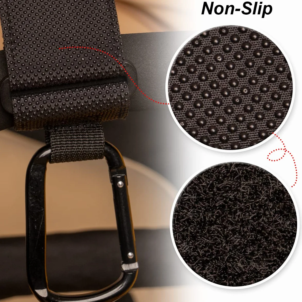 4 Pezzi Ganci Passeggino Universali Macla - Ganci per Passeggino Porta Borse in Alluminio - Portaoggetti Passeggino con Chiusura Regolabile in Velcro - Design Elegante e Cuciture Extra Forti