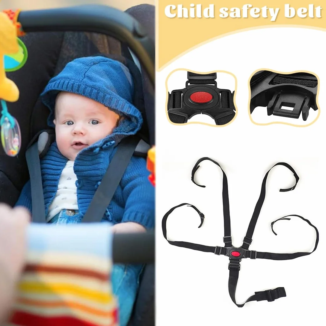Cinture Universali per Seggiolone Cinghie per Seggiolone a 5 Punti, Regolabile Cintura di Sicurezza per Bambini per Seggiolino Cinghie Passeggini per Bambini, Nero