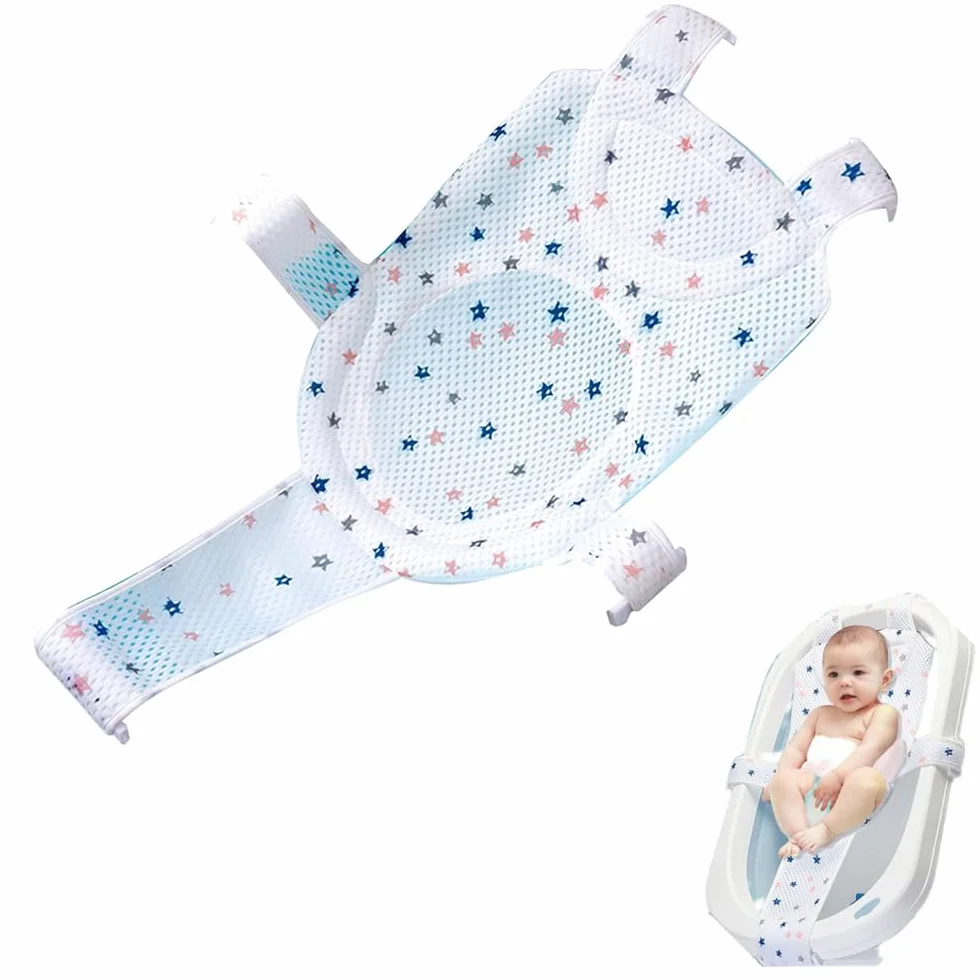 Voarge Inserto per vasca da bagno per neonato, rete doccia regolabile per vasca da bagno (bianco-B)