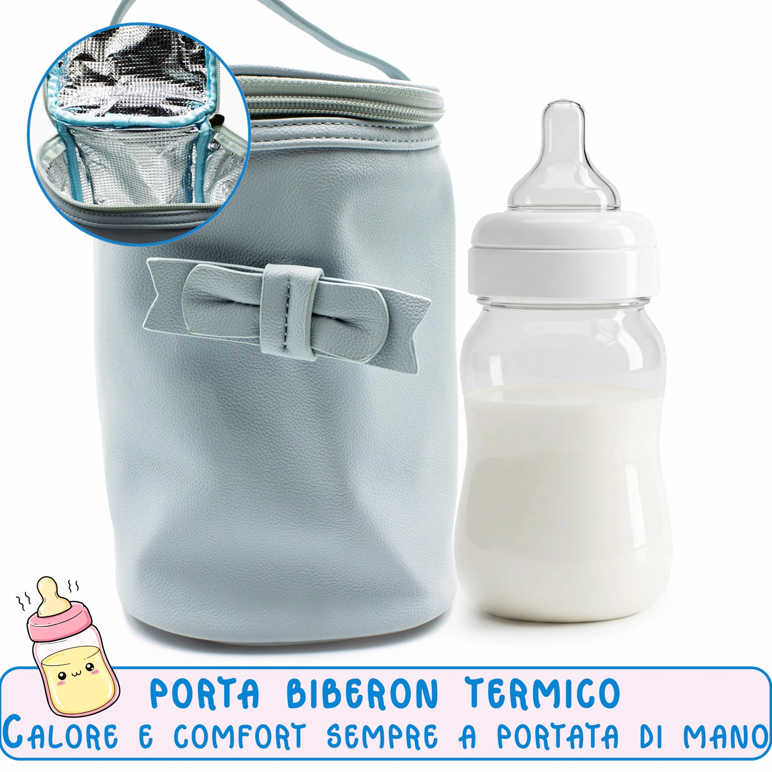 PASTELLO - Set Borsa Nascita Multifunzione con Accessori Inclusi, Borsone Mamma per Cambio e Viaggio, Con Fasciatoio, Portabiberon Termico e Portaciuccio (Art. SETN02)