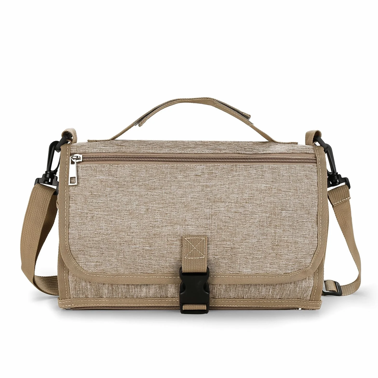 Bebamour Fasciatoio portatile con salviettine tascabili da viaggio con cuscino per la testa per neonati impermeabile pannolini fasciatoio essenziali per neonati,Khaki