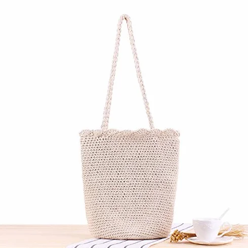Borsa A Tracolla di Paglia,Borsa Paglia Senneous Single Borsa a Mano a Mano a Maglia a Mano a Mano COT Ruster Holiday Beach Bank Casual Bag(Blue)