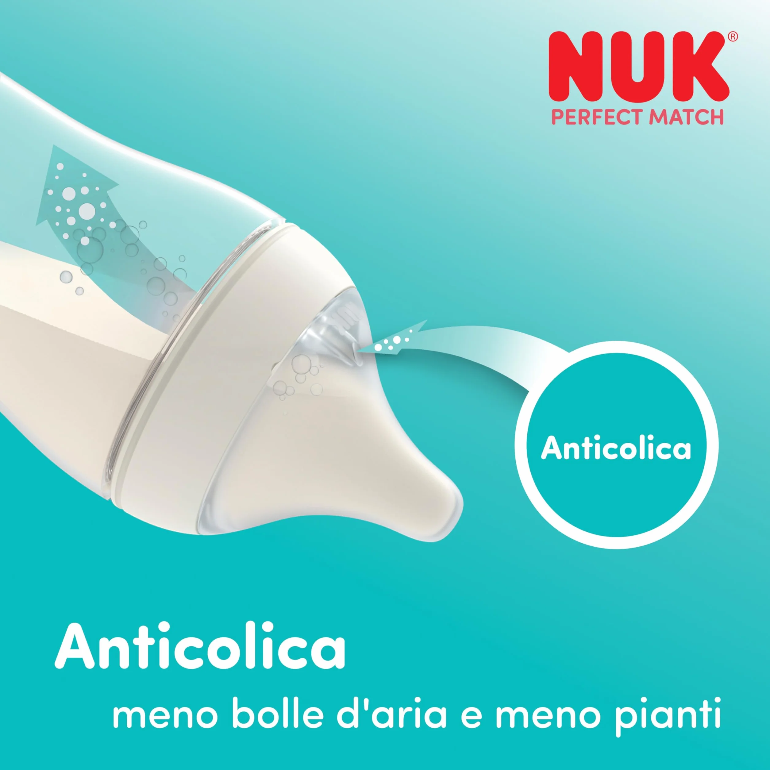 NUK Set biberon Perfect Match | 3+ mesi | Si adatta al palato del bambino | Controllo della temperatura | Sfiato anti-colica | 260 ml | Senza BPA | Tettarella media in silicone | Arcobaleno | 3 pz