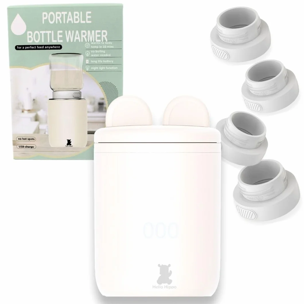 Hello Hippo - Scaldabiberon compatto e portatile: USB-C ricaricabile, anti-perdita, compatibile con Philips Avent, MAM, NUK | 4 temperature regolabili | Riscaldamento rapido ed efficiente