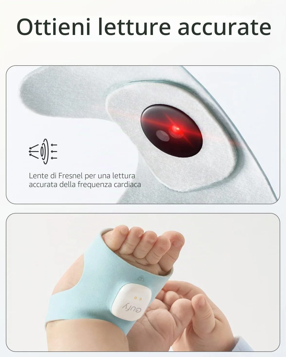 Calzini Intelligente eufy Baby S340, baby monitor Wi-Fi 2,4 GHz, monitoraggio del sonno, ritmo cardiaco, ossigeno nel sangue, telecamera 2K, rilevamento IA del Pianto, Panorama e Inclinazione, senza
