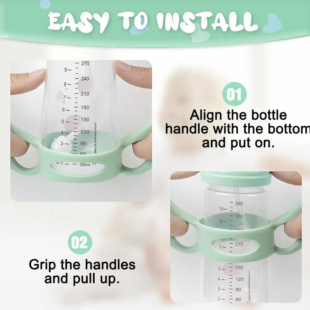 2 Manico Per Biberon Silicone, Manici per Biberon Impugnatura per Biberon, Maniglia per Biberon in Silicone, Facile Installazione Manici Per Biberon, Hold My Bottle