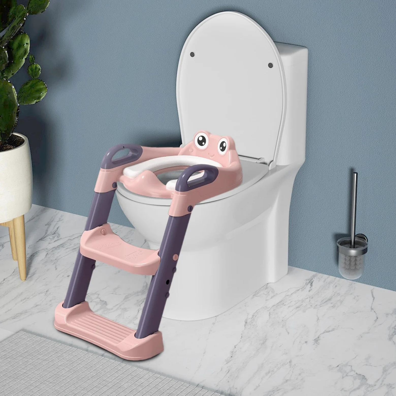 Scaletta WC per bambini piccoli, vasino con gradini Sedile vasino Step Up, | Pieghevole Gradini antiscivolo, maniglie impermeabili sopra le scale del WC, per bambini e bambin