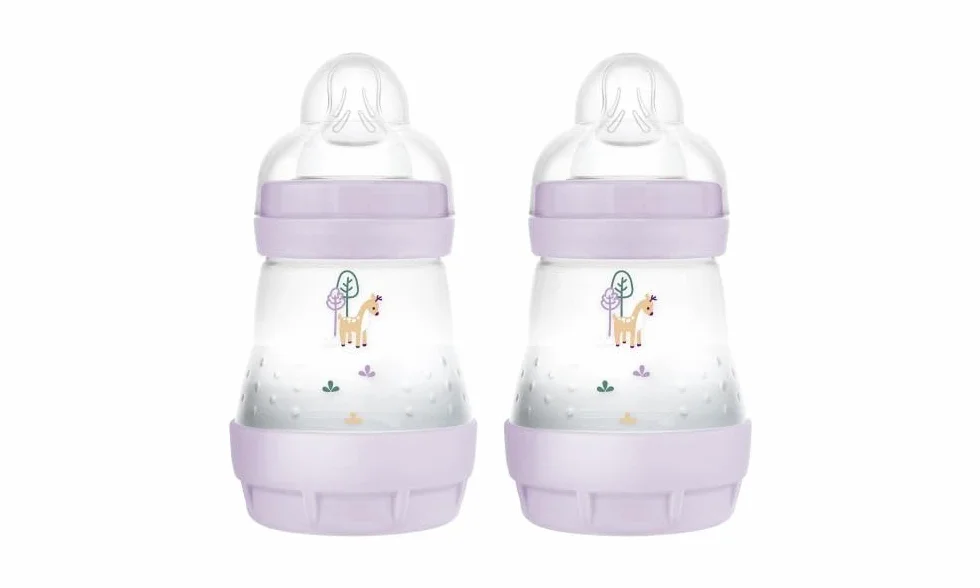 MAM Biberon anti-coliche Easy Start | 2 x 160 ml | Autosterilizzante | Tettarelle a flusso lento taglia 1 | Essenziali per neonati | Rosa (vari disegni)