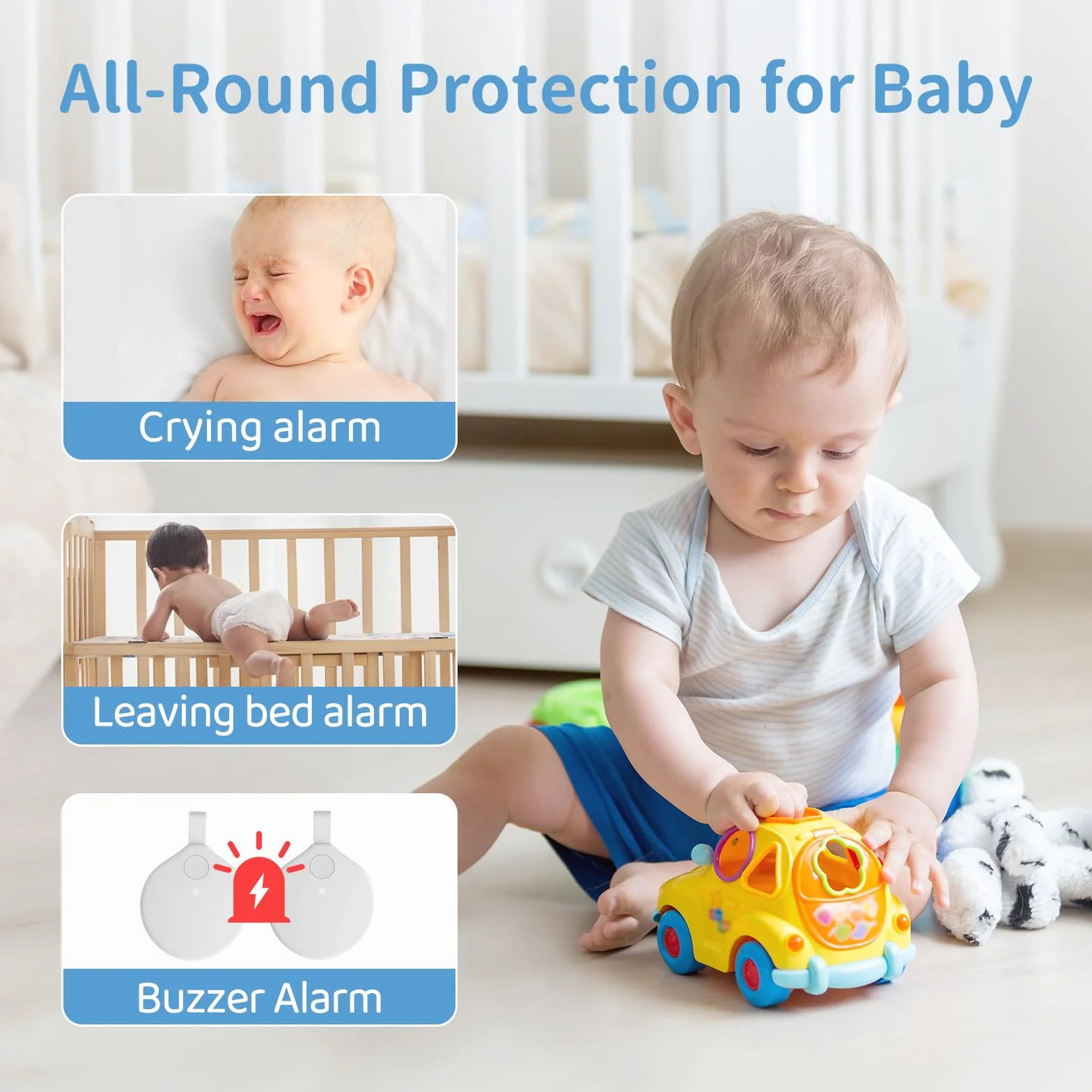 Becky Ai Intelligente Baby Monitor, Monitoraggio Respiratorio, Analisi del Sonno, Allarme di Sicurezza per Soffocamento, Visione notturna 2K HD, Condivisione di Dati Criptati, Android/IOS Compatibili