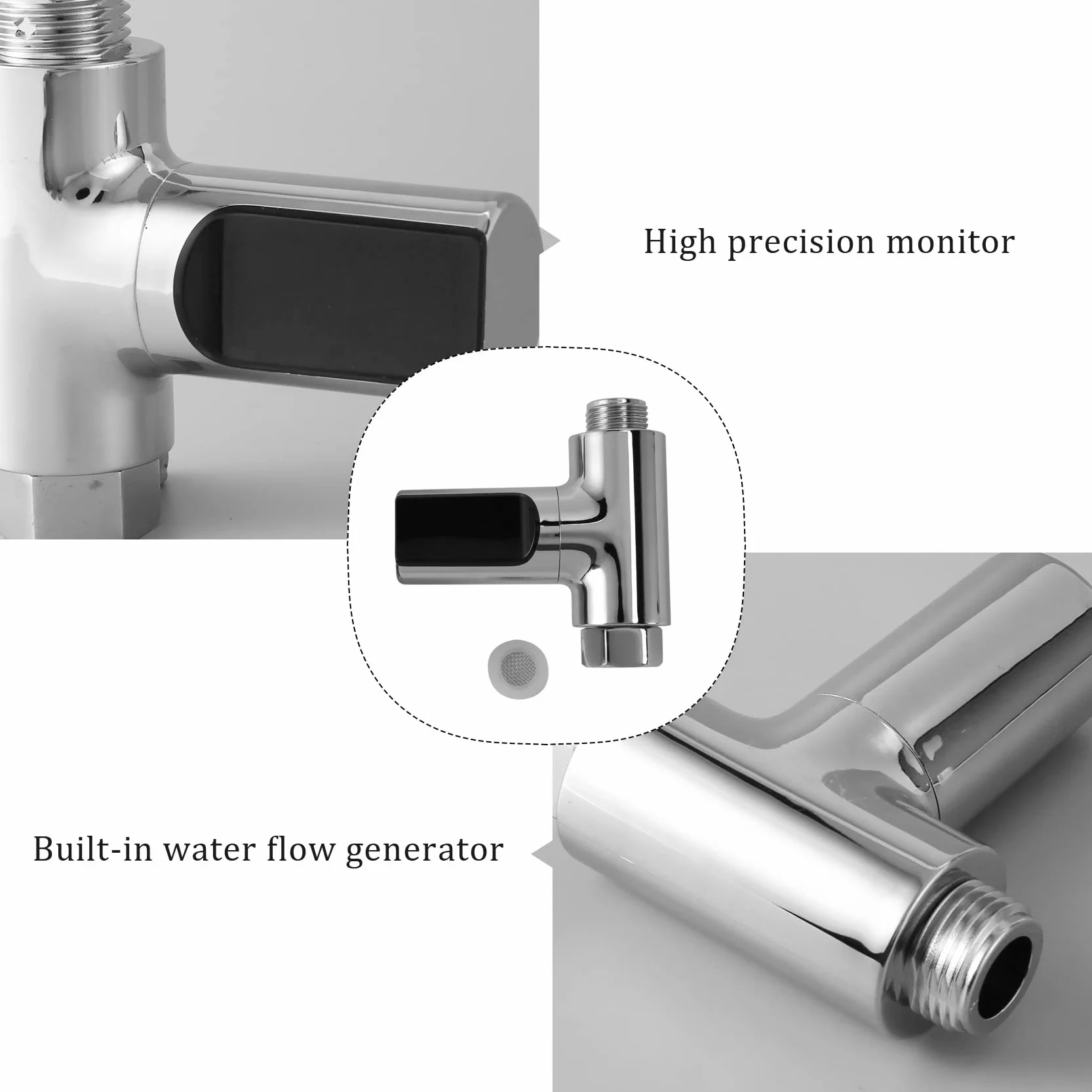 Jevina Indicatore a LED, termometro doccia, flusso d'acqua, misuratore di temperatura doccia autgenerante per la cura del bambino