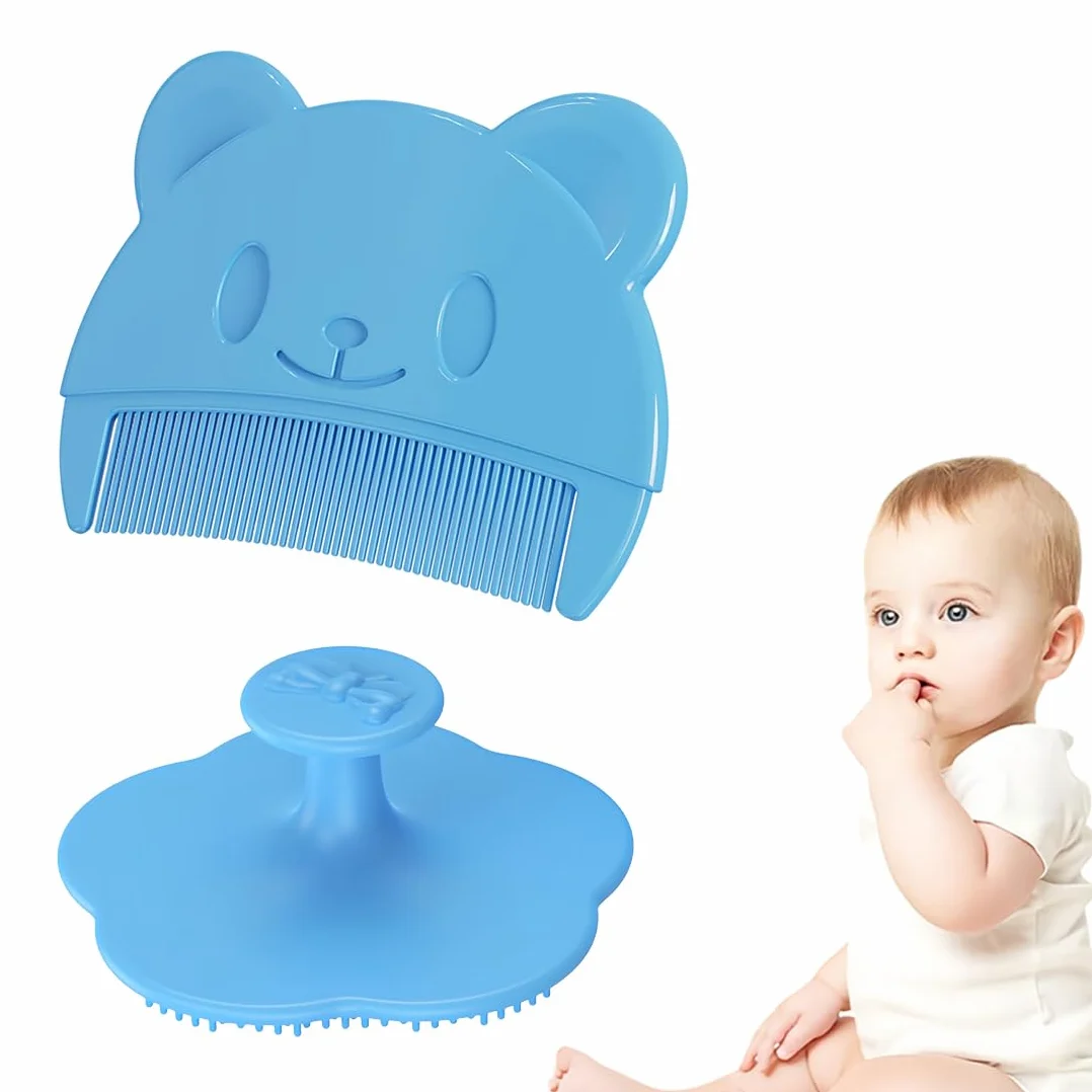 Pettine Croste Neonatali, Spazzola per Massaggioper rimuovere le croste lattee e neonato, Spazzola Neonato, Pettine Neonato Adatto, 2 pezzi