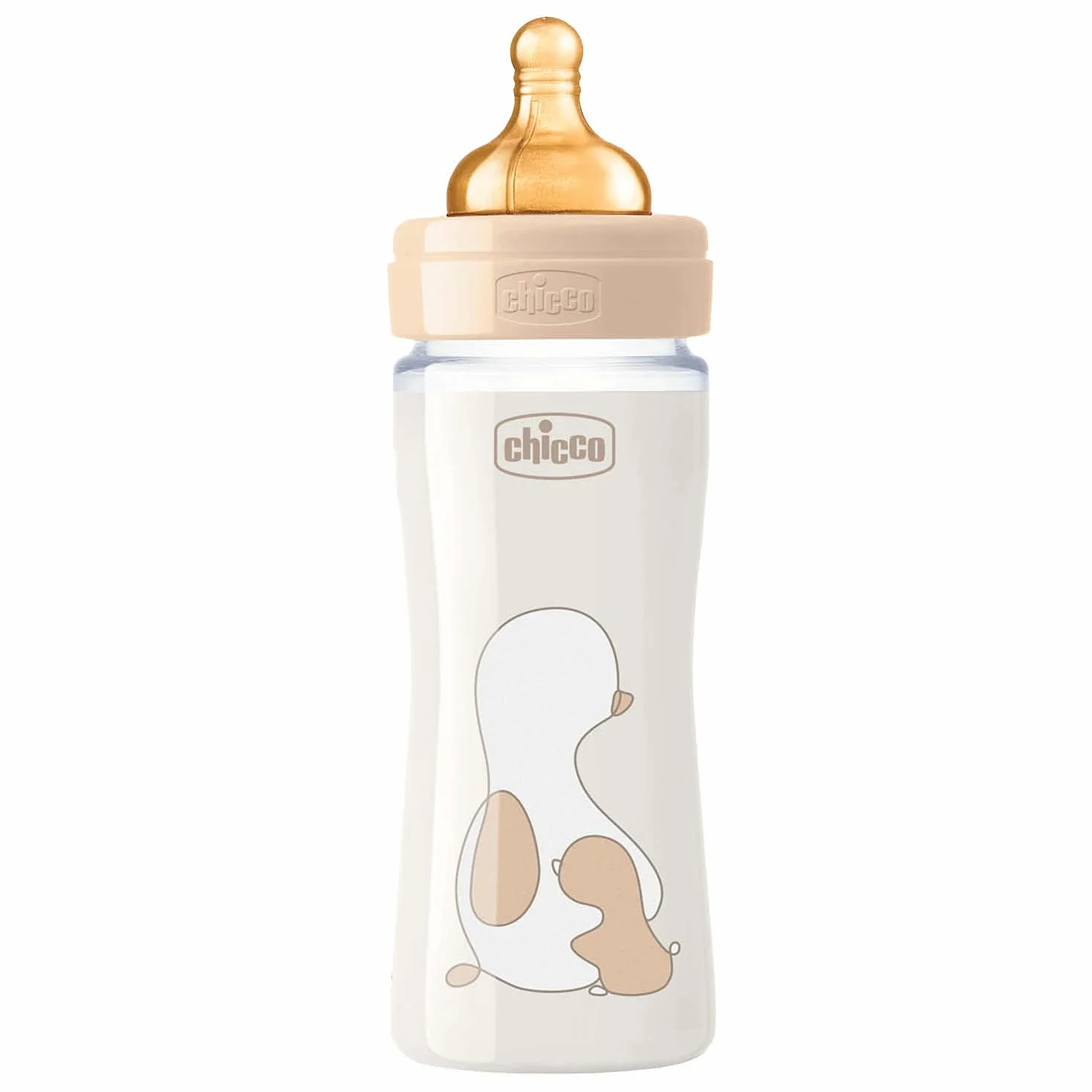 Chicco Original Touch Biberon, Vetro, Neutro, Flusso Lento, Beige, 240 ml