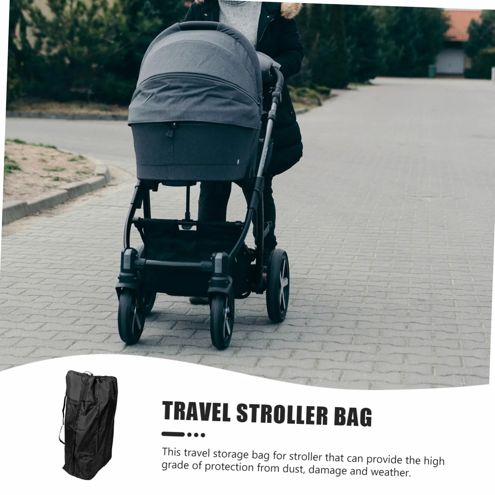 TOYANDONA Sacca Passeggino per Aereo, Viaggio e Gate Check in Nylon Nero | Due Spallacci, Coulisse Chiusura Bloccabile, Cuciture Rinforzate, Adatta alla Maggior Parte dei Modelli