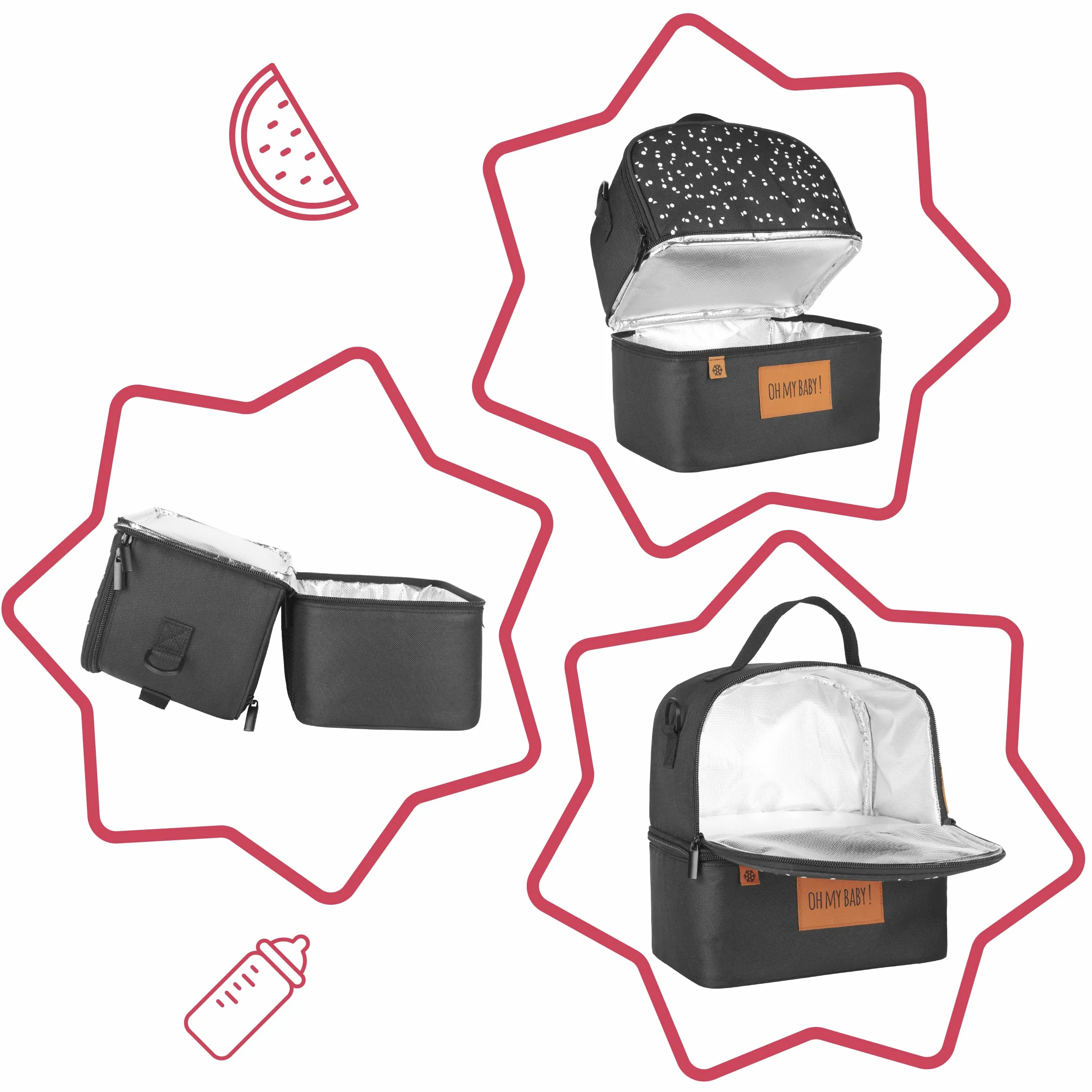 Badabulle B043304 Borsa Porta Pappa Termica Multitasche Pick e Go, Alluminio